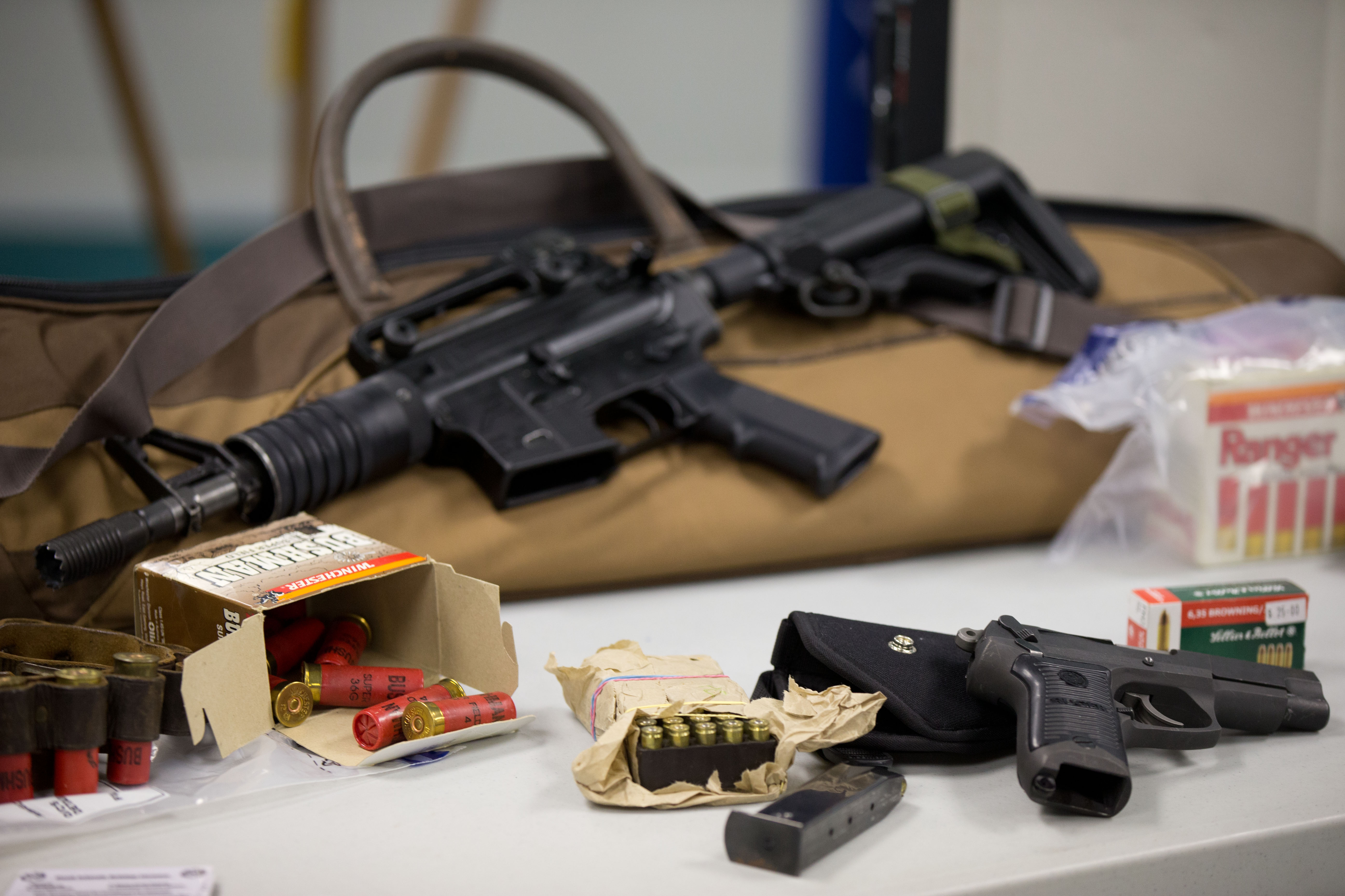Firearms and ammunition seized from Head Hunters in Operation Genoa. Photo/NZ Herald.