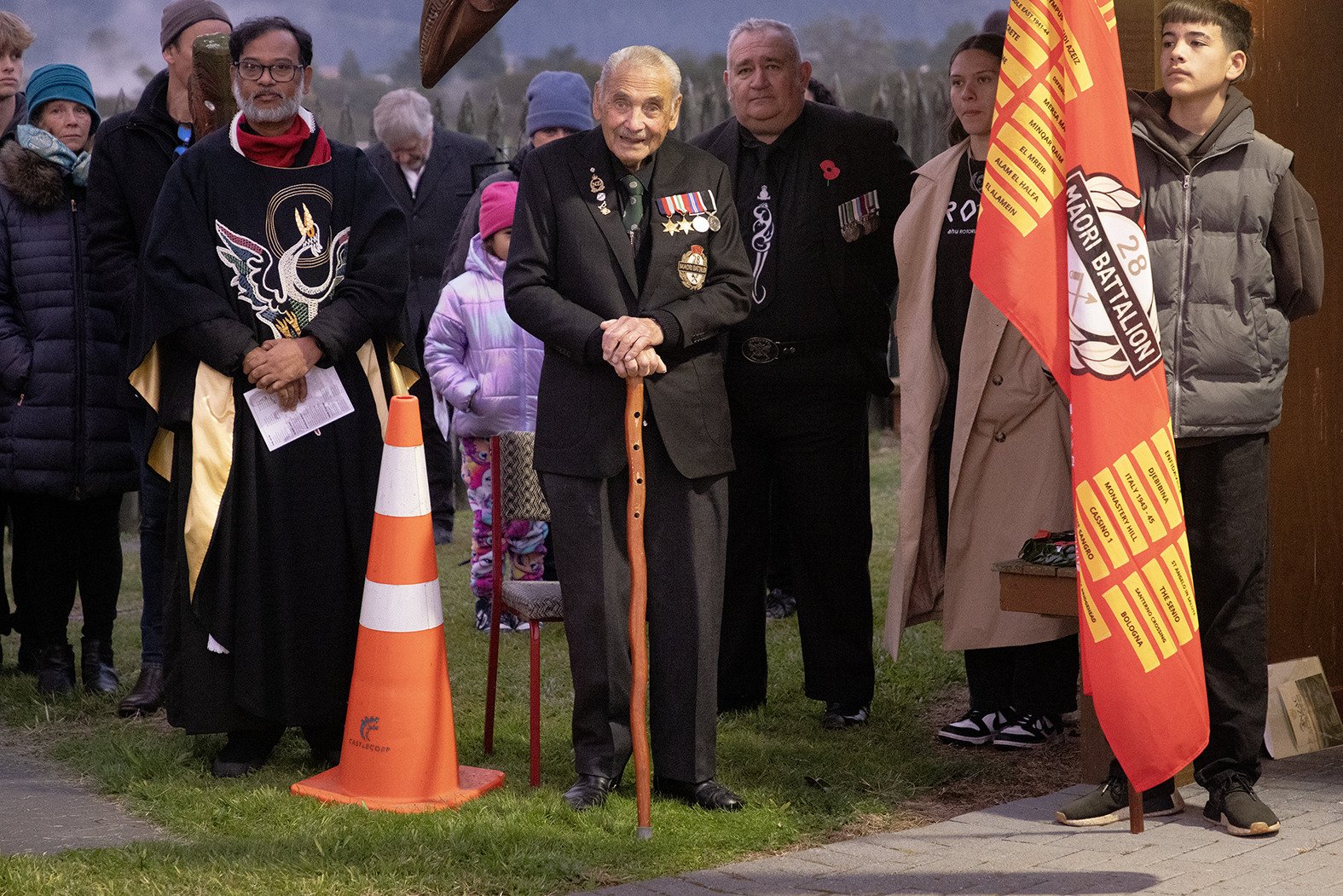 Sir Robert Gillies at the dawn service at Muruika Soldiers Cemetery.  Photo / Andrew Warner