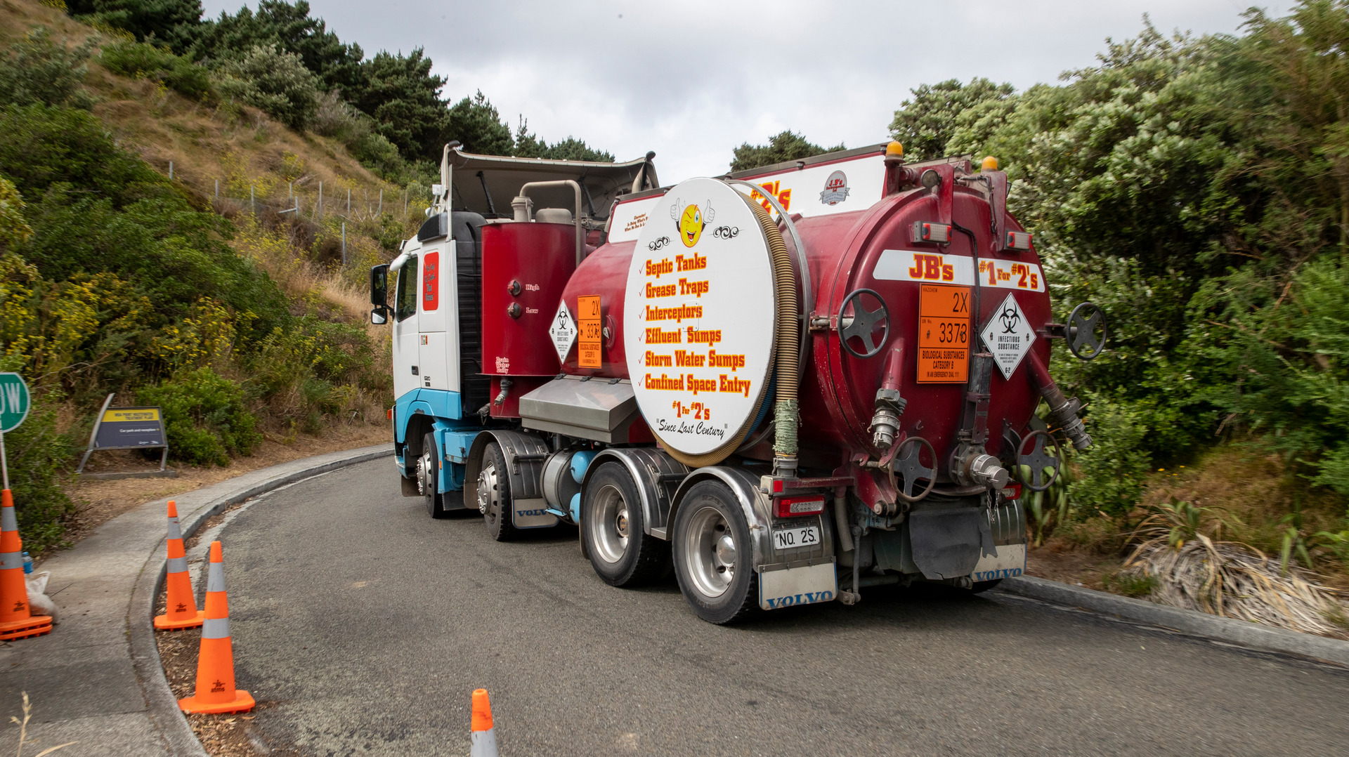 A million litres of sludge a day is being transferred by truck after two pipes burst in January. Photo / Mark Mitchell