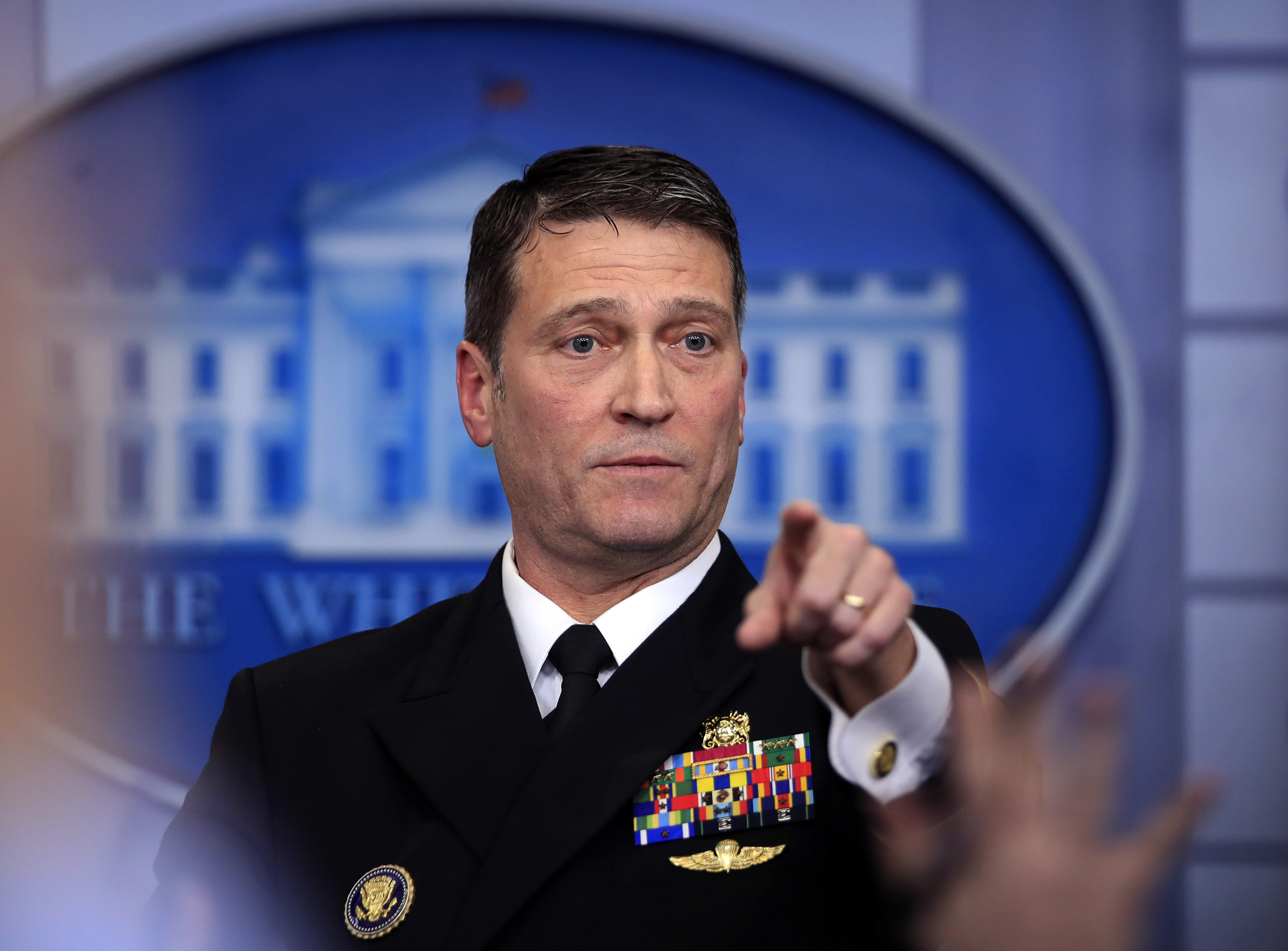 White House physician Dr. Ronny Jackson speaks to reporters during the daily press briefing in the Brady press briefing room at the White House, in Washington. Photo / AP