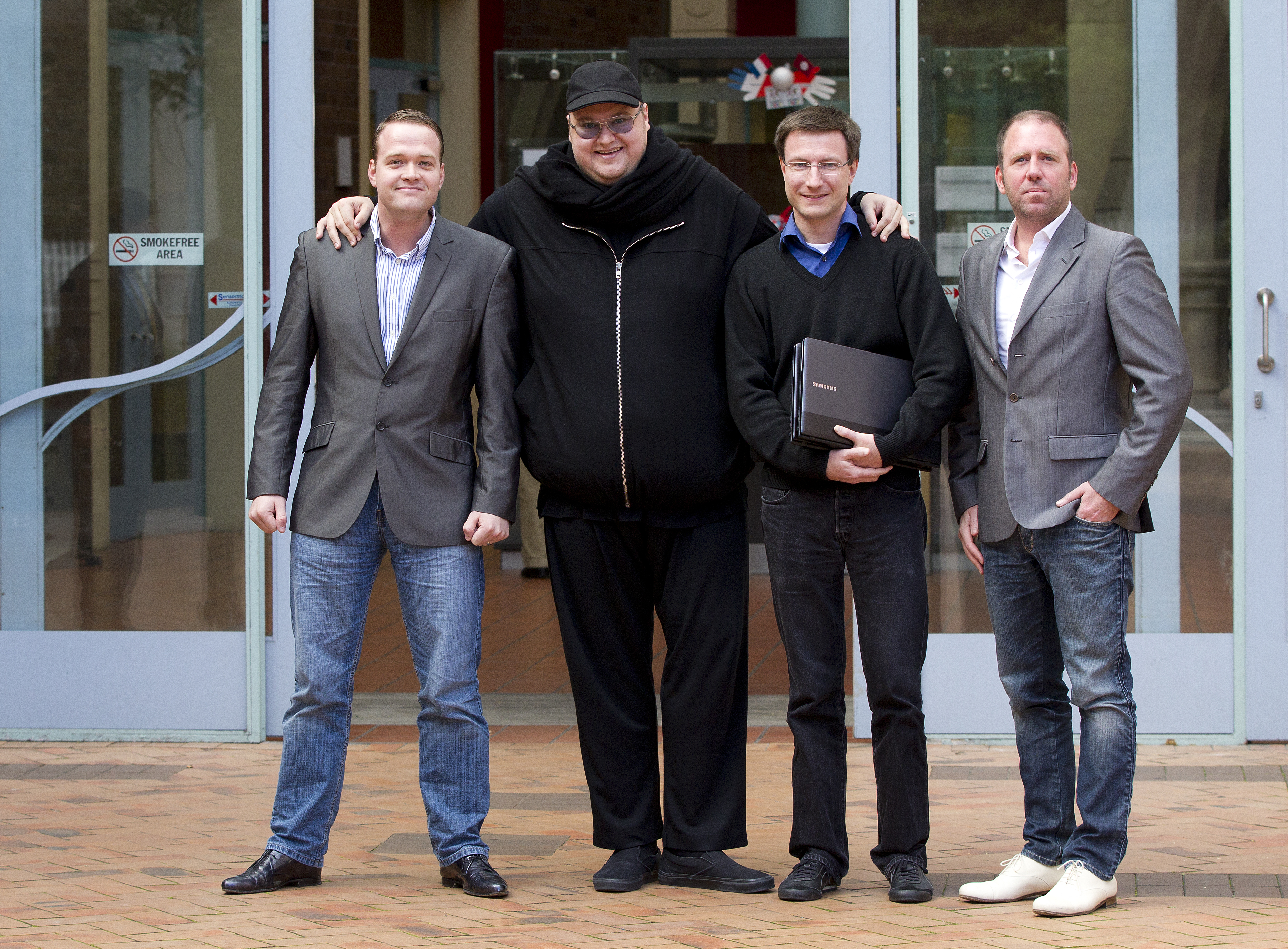 The Megaupload accused - Bram Van der Kolk, Kim Dotcom, Mathias Ortmann and Finn Batato.