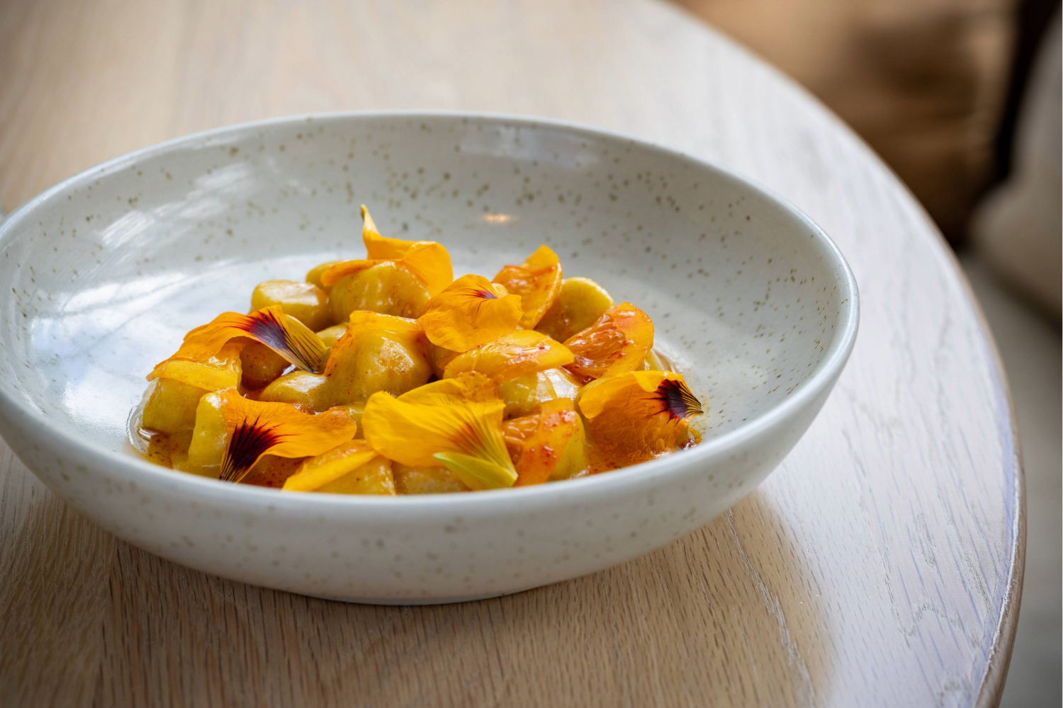 Mr Morris' pumpkin gnocchi, pickled lemon and saffron. Photo / Babiche Martens