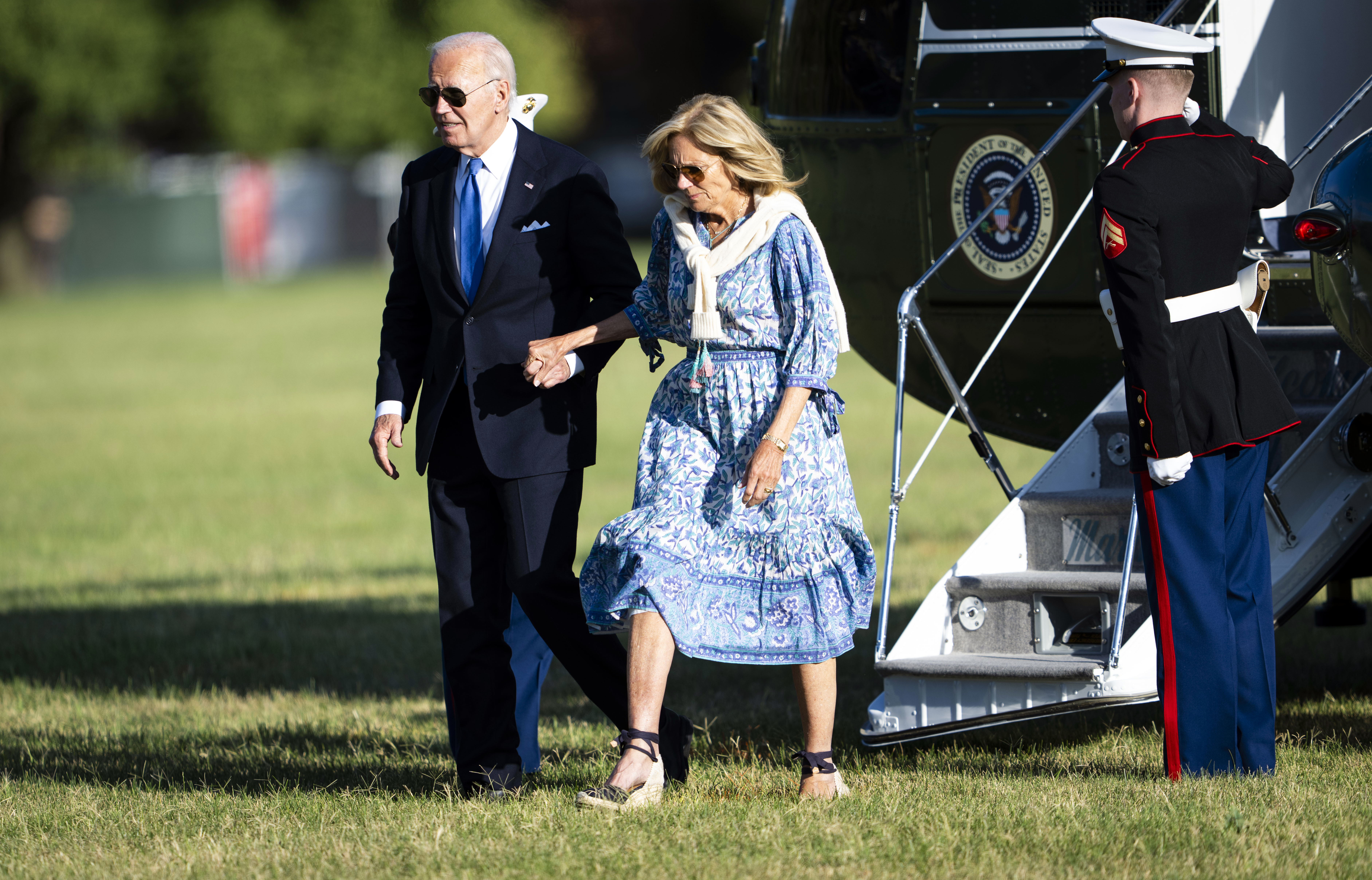 President Joe Biden and First Lady Jill Biden arrive at Fort Lesley J. McNair in Washington on July 1, 2024. Photo / Doug Mills, The New York Times
