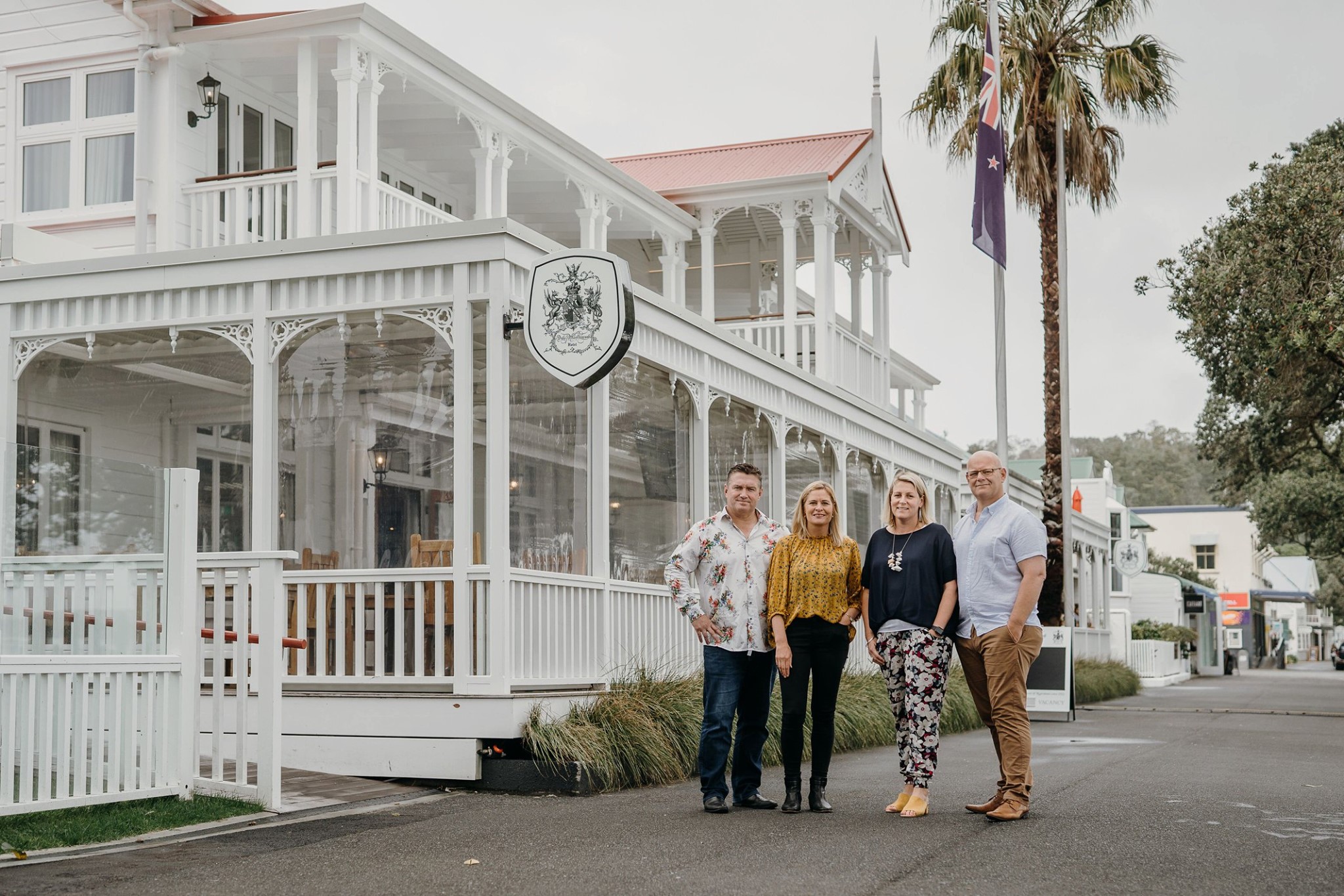 Duke of Marlborough owners Anton and Bridget Haagh, Jayne Shirley and Riki Kinnaird. Photo / Jess Burges