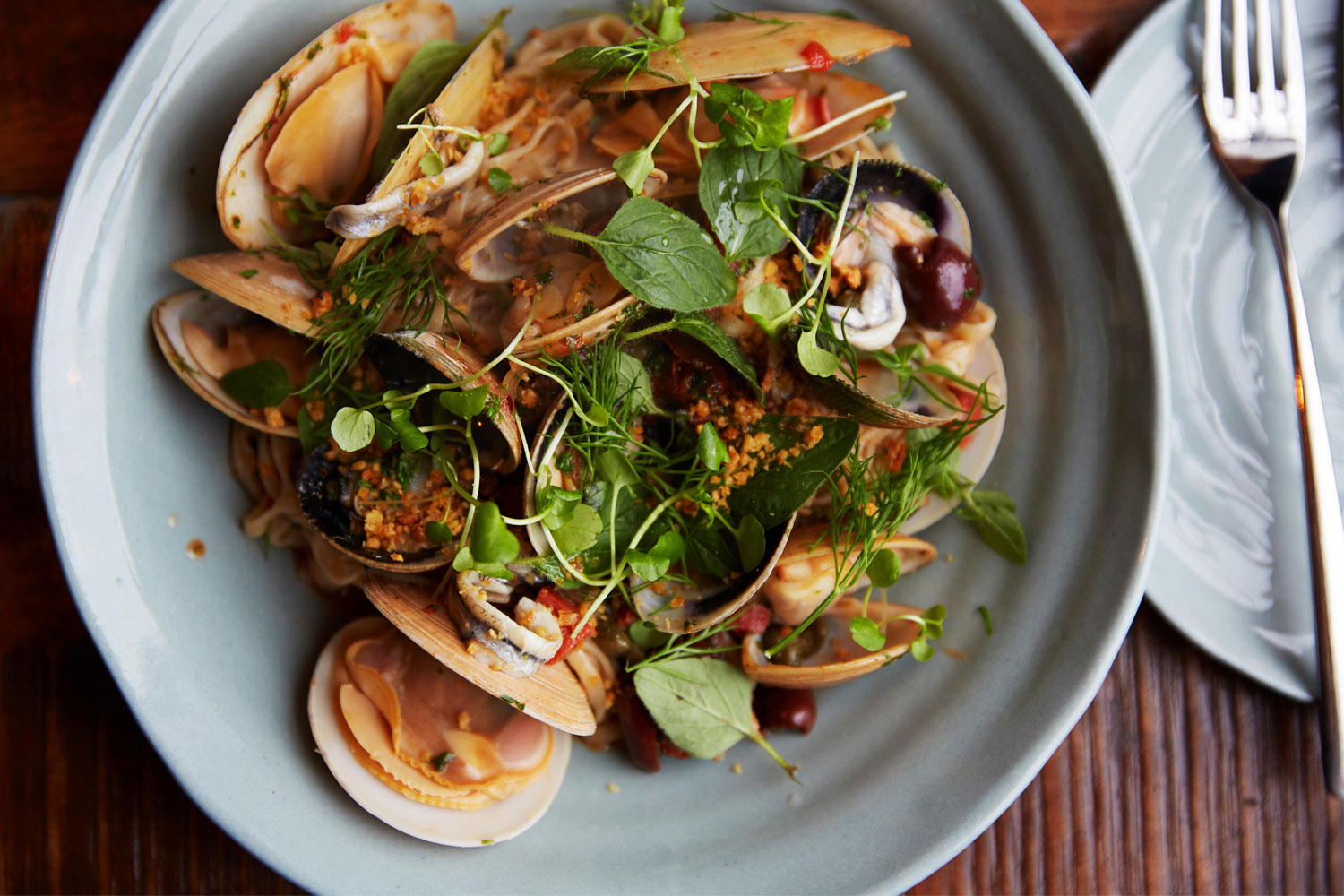 Clam pasta with chilli and fresh herbs. Photo / Rebecca Zephyr Thomas