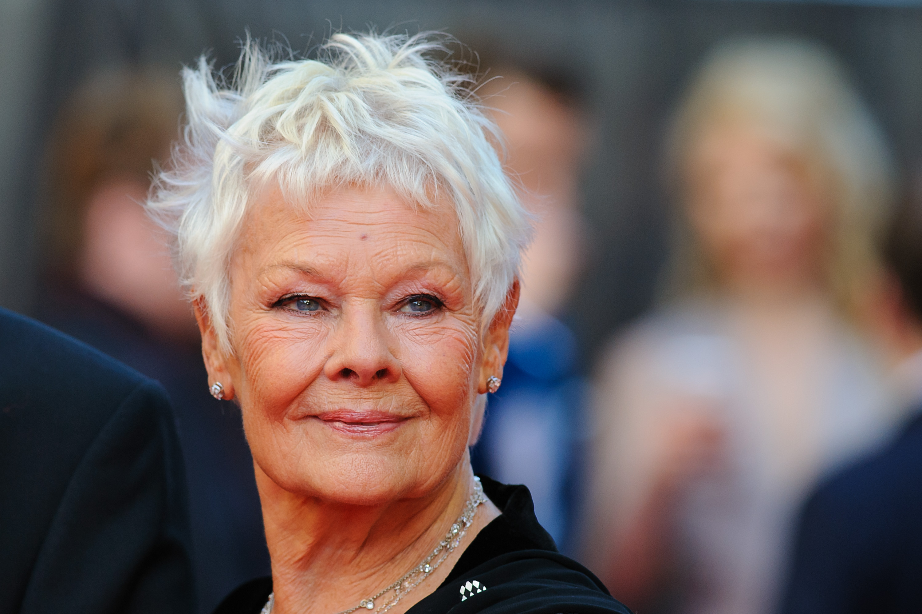 Dame Judi Dench Actress With 007 Logo On Her Neck Skyfall The Royal World  Premiere Royal