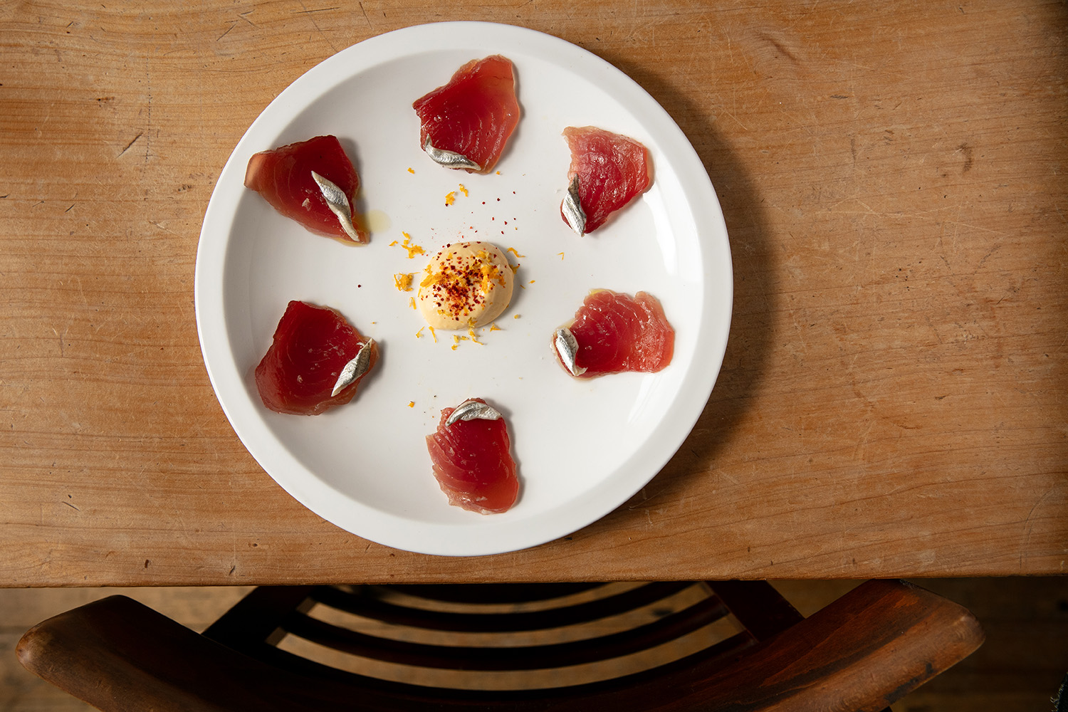 The tuna with white anchovies. Photo / Babiche Martens