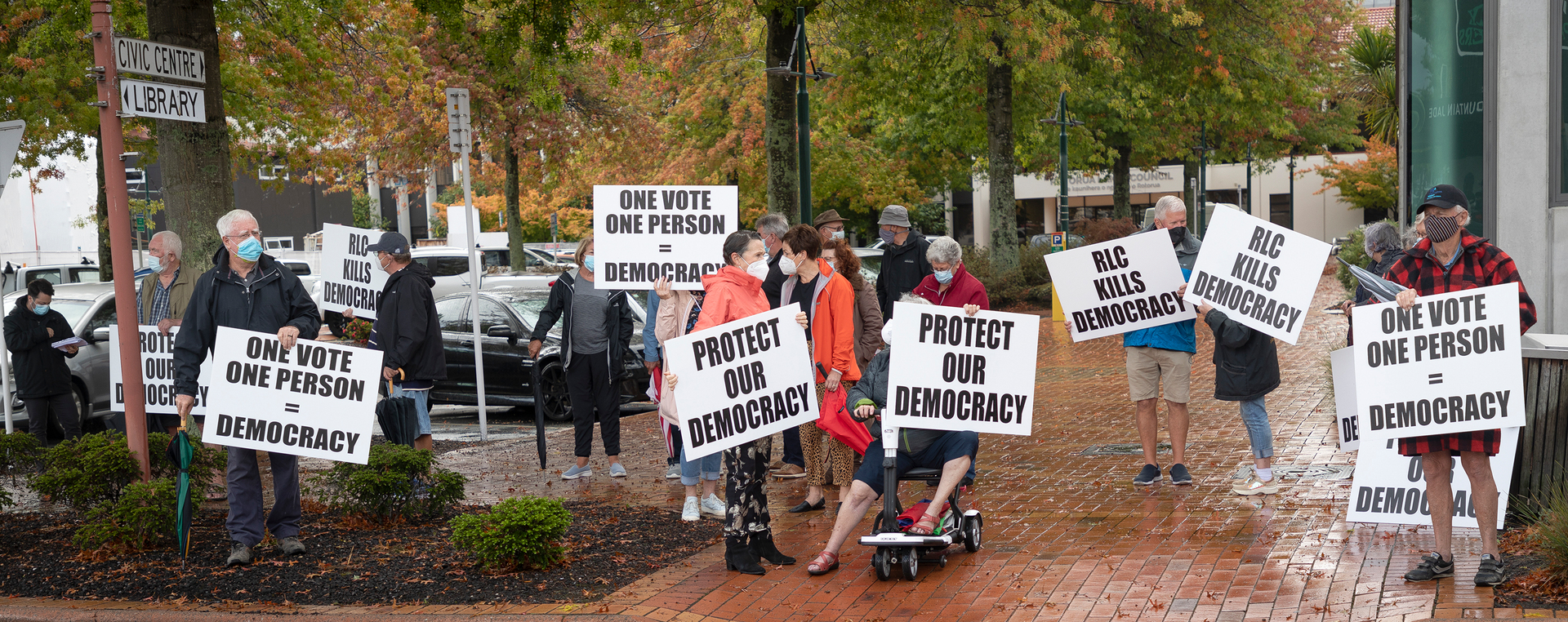 A March 2022 demonstration in Rotorua against the council's moves to change its representation arrangements. Photo / Andrew Warner