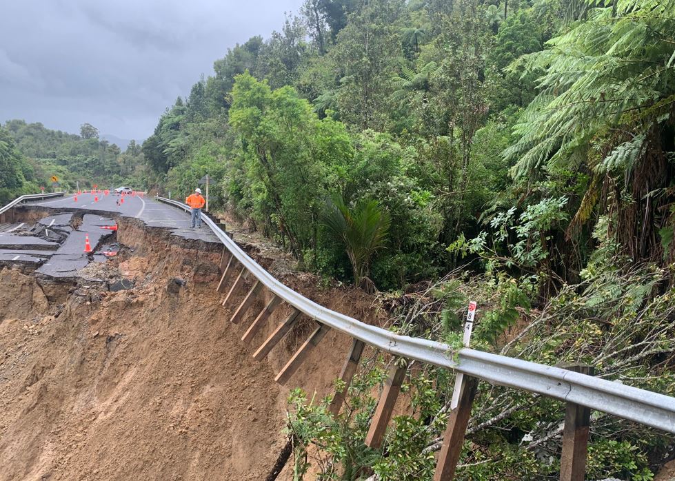 The washout on State Highway 25A, Kopu to Hikuai Rd. Photo / Waka Kotahi