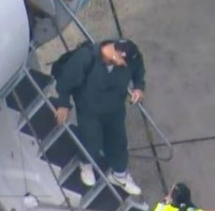 Travis Kelce's touched down in Sydney in his private jet - which was the most tracked aircraft in the world today. Photo / Sunrise