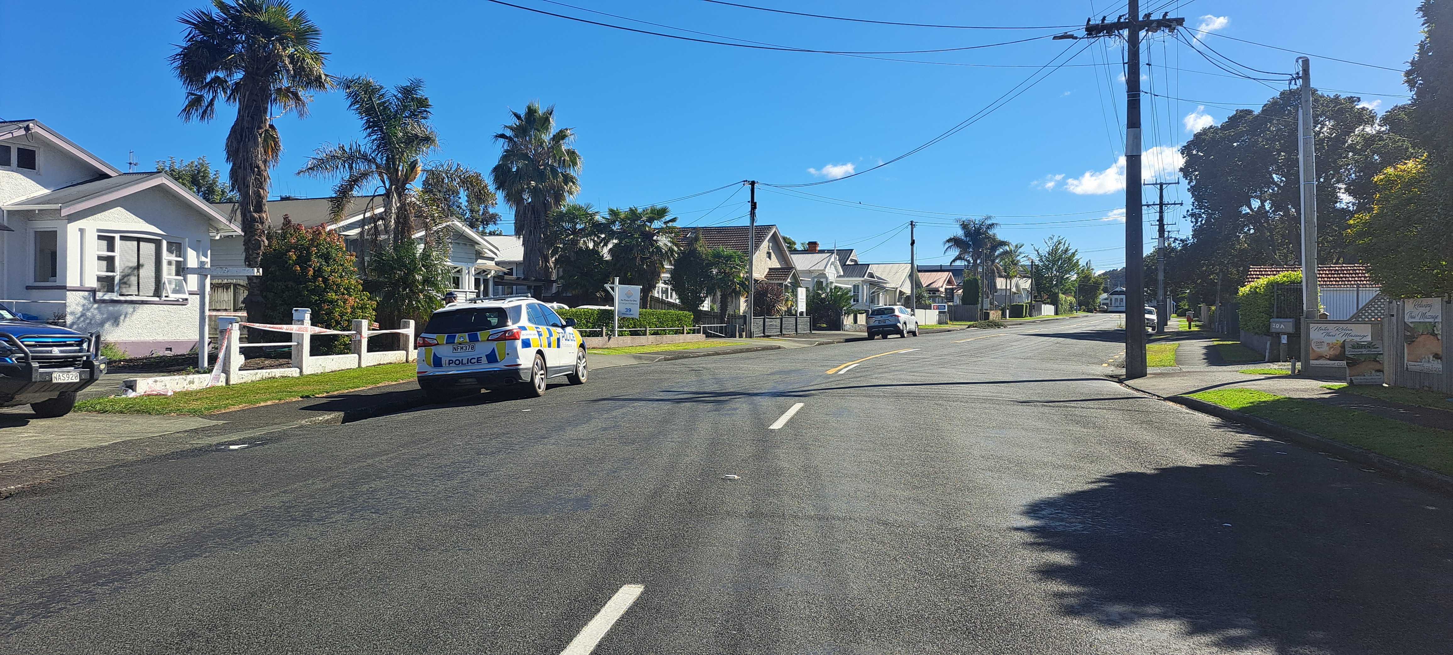 Norfolk St was quiet on Sunday where a homicide investigation was taking place. Photo / Brodie Stone