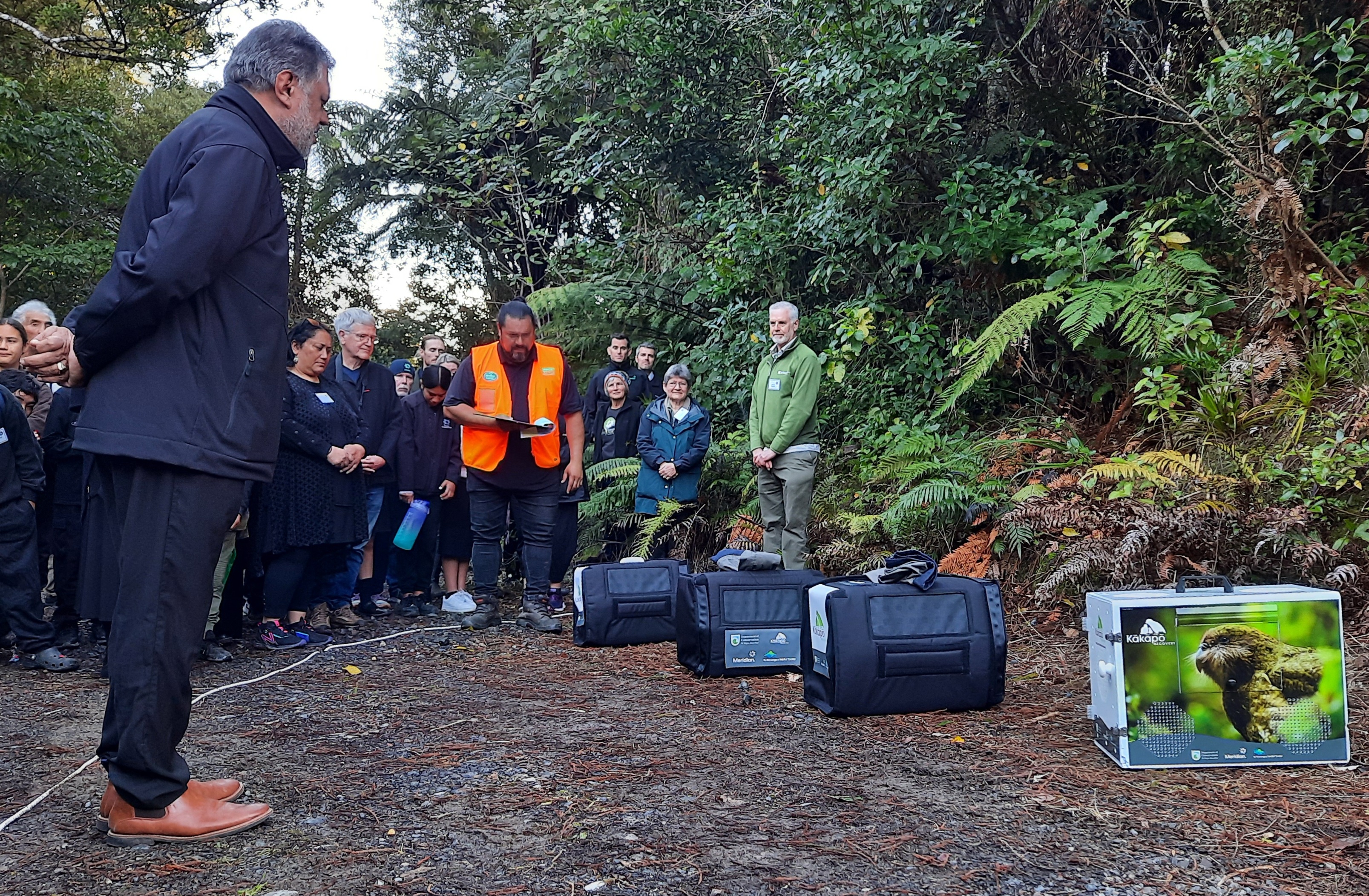 Ngāti Koroki Kahukura Trust co-chair Rahui Papa welcomed the four birds with a karakia. Photo / Danielle Zollickhofer