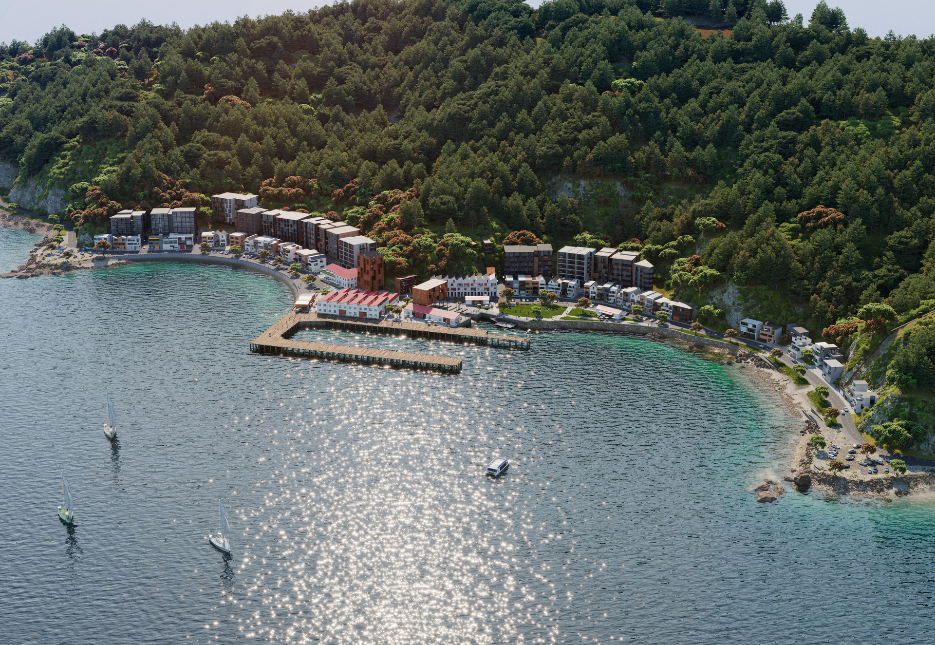 An artist's impression of an aerial view of the proposed development of Shelly Bay. Photo / Supplied 