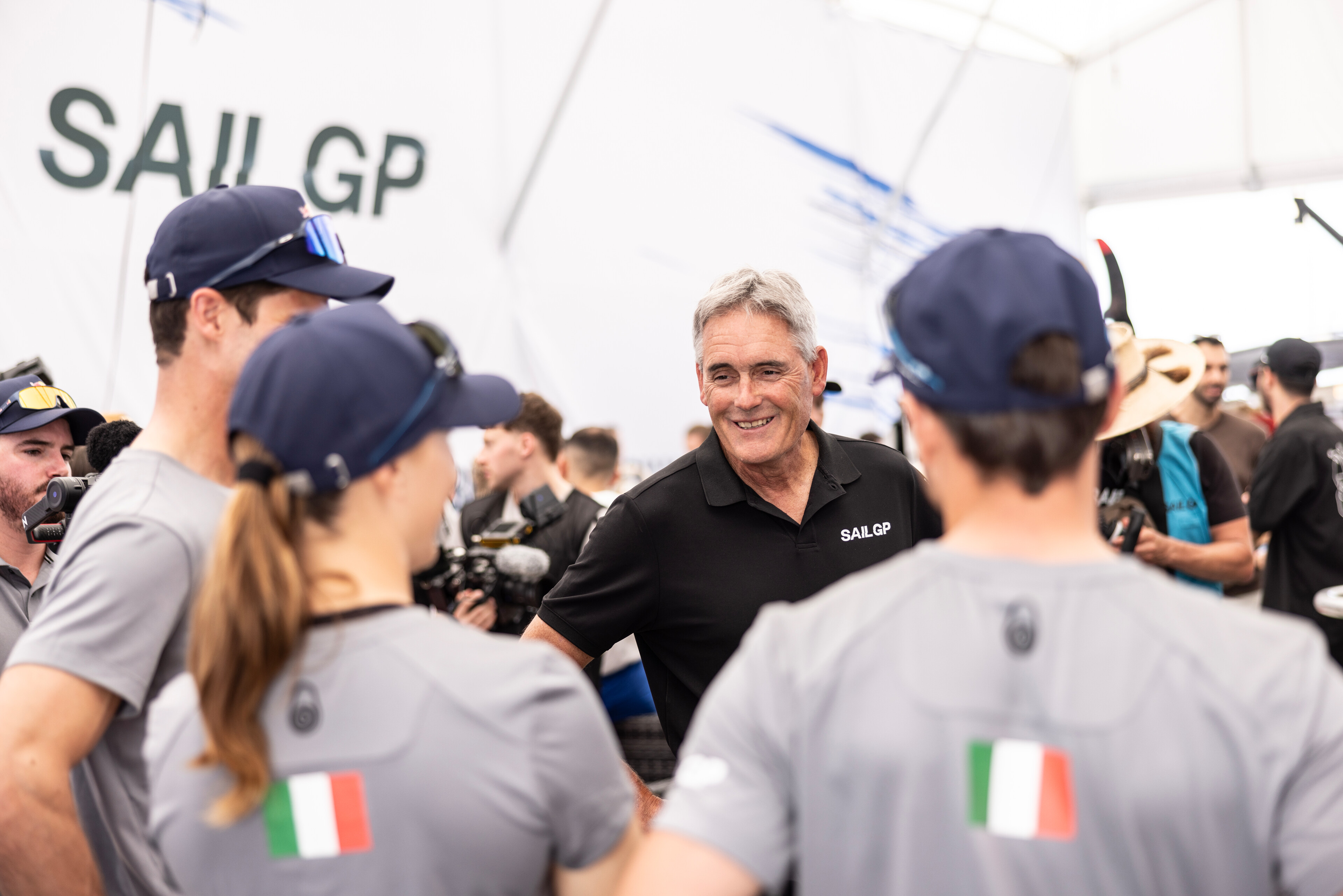 SailGP chief executive Sir Russell Coutts at the launch of Red Bull Italy SailGP Team. Photo / Red Bull Content Pool