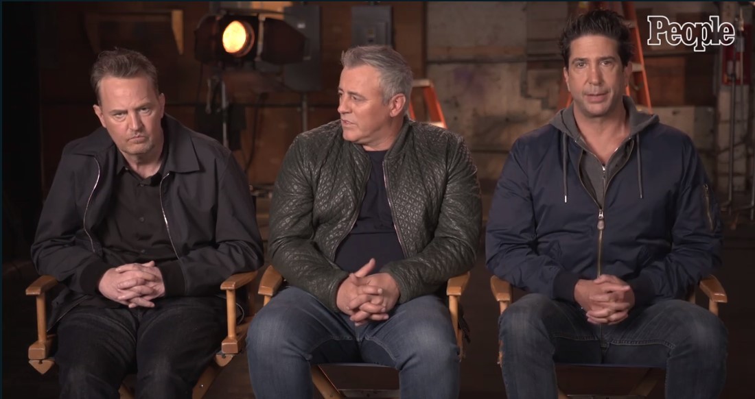 Matthew Perry appeared alongside David Schwimmer and Matt LeBlanc as they answered questions about their experiences on Friends. Photo / People
