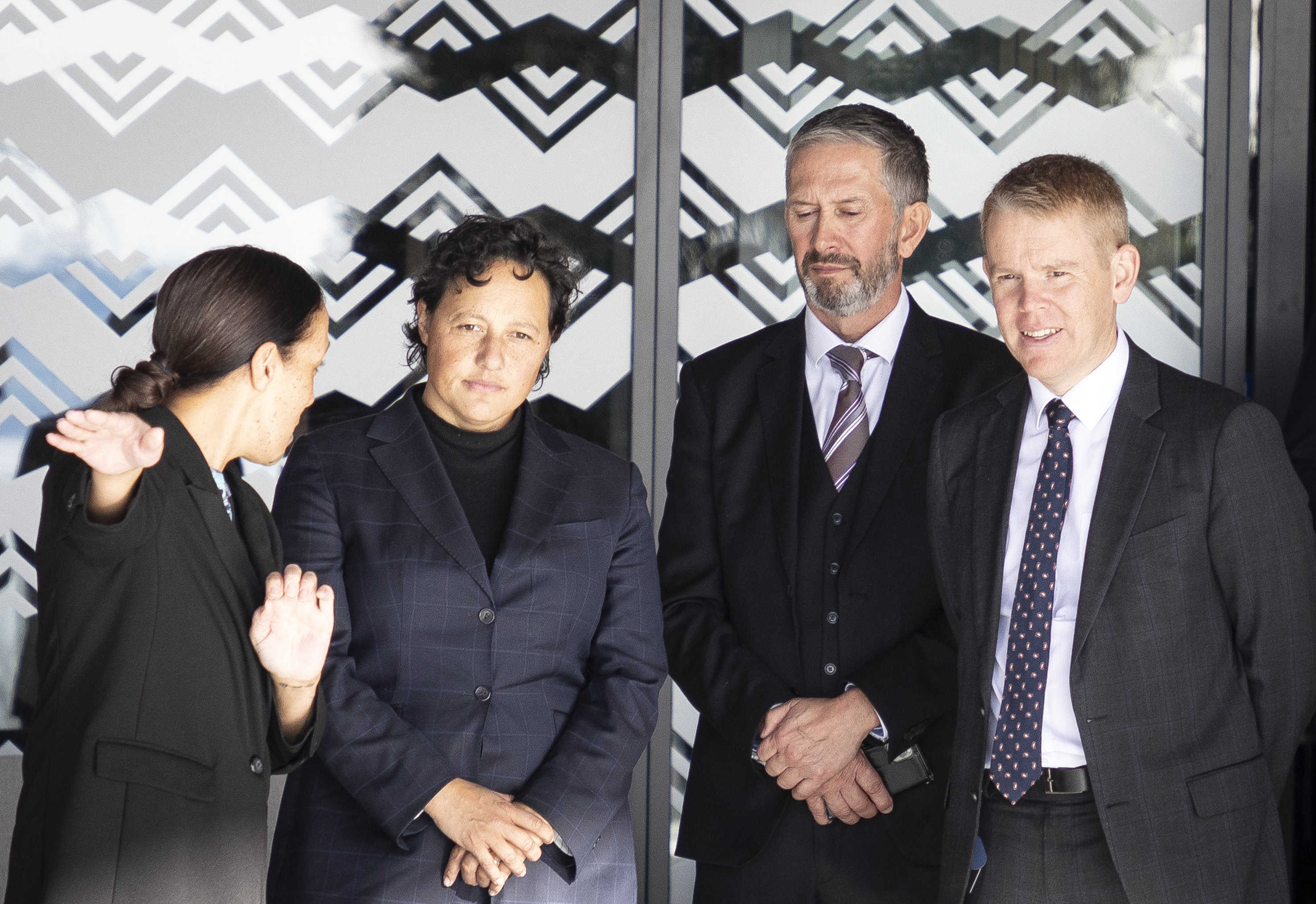Guest and cultural manager Miri Hare (left) shows Minister Kiri Allan, Pukeroa Oruawhata Group deputy chairman David Tapsell and Prime Minister Chris Hipkins around Wai Ariki Hot Springs and Spa. Photo / Andrew Warner
