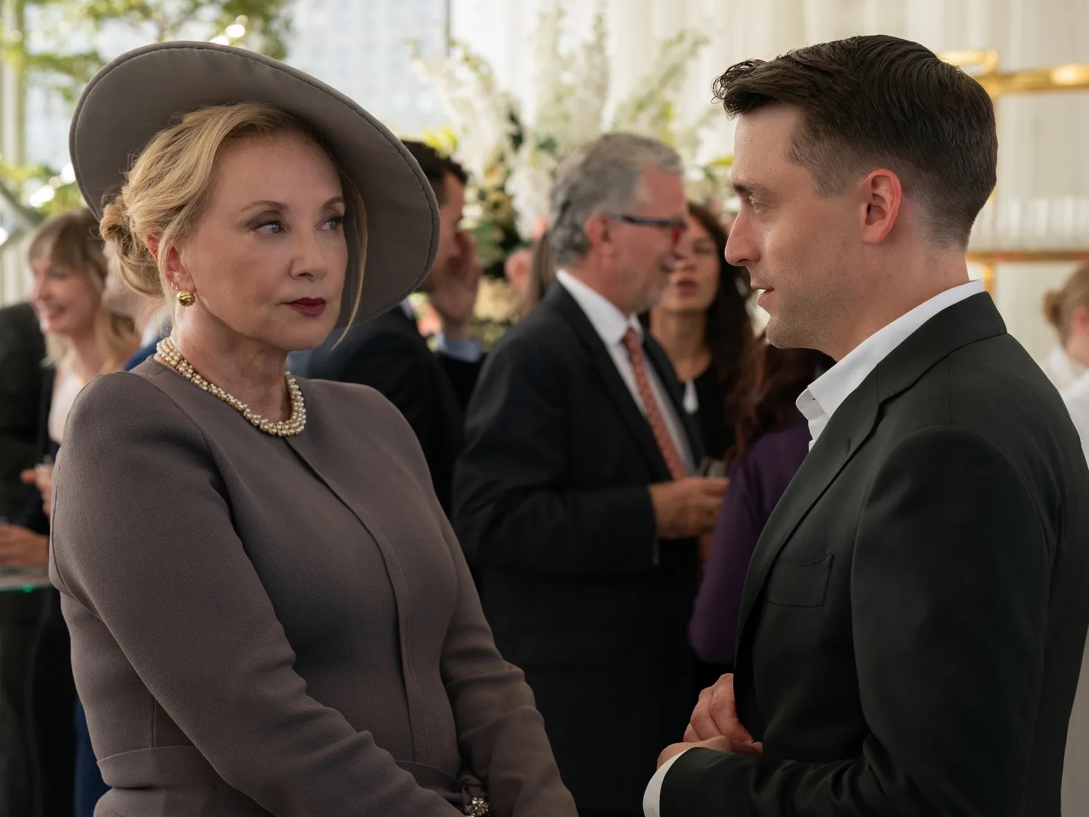 J. Smith-Cameron as Gerri Kellman and Kieran Culkin as Roman Roy in Episode 3 of 'Succession'.
