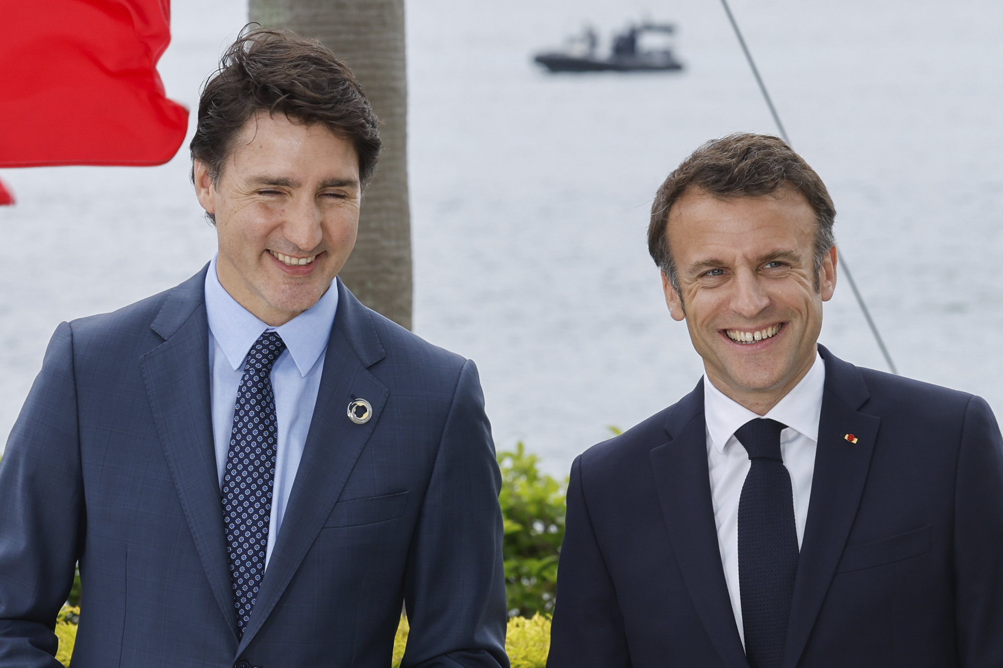 Canada's Prime Minister Justin Trudeau (left) and France's President Emmanuel Macron. Photo / AP