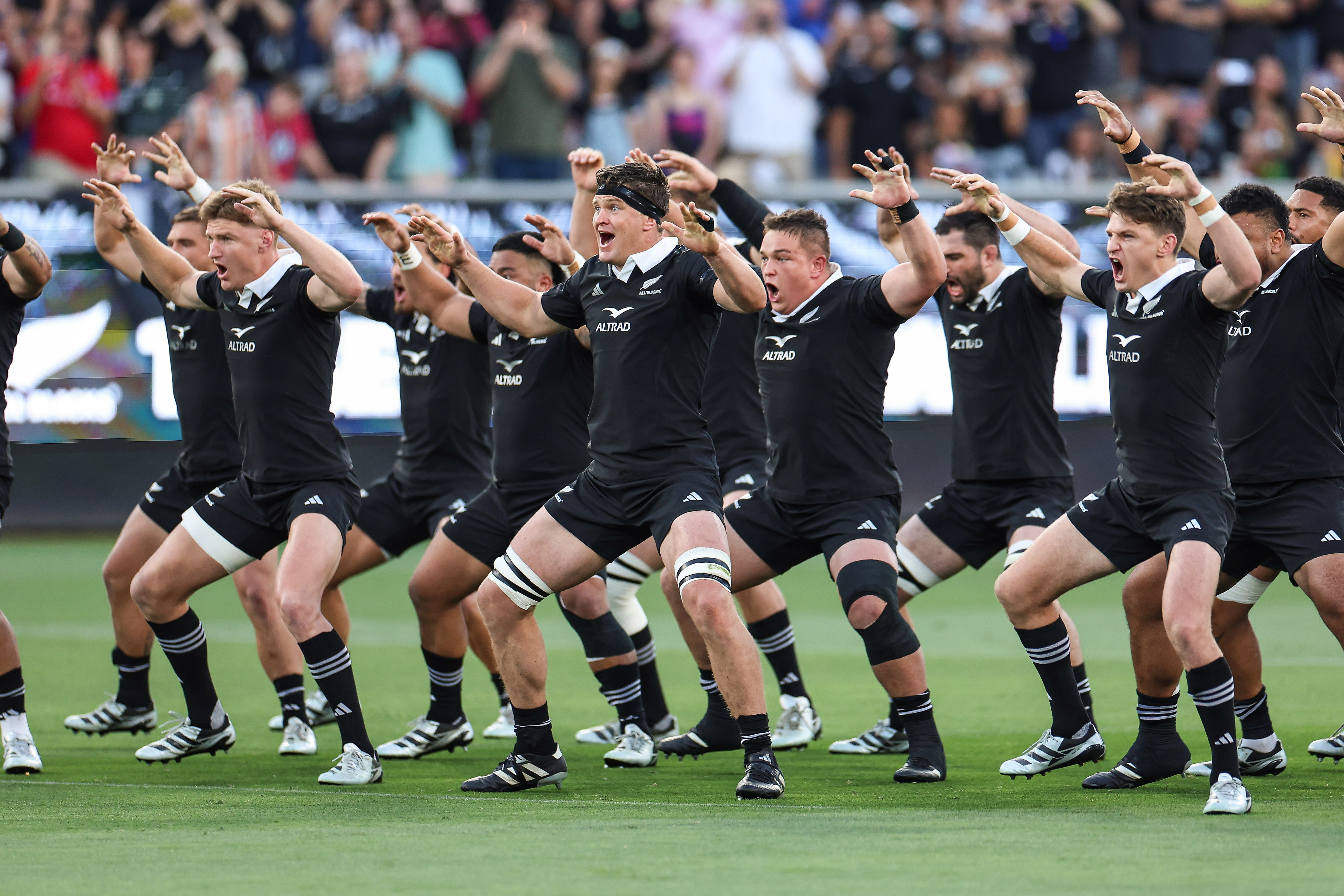 The All Blacks perform the haka in San Diego last season. Photo / Photosport