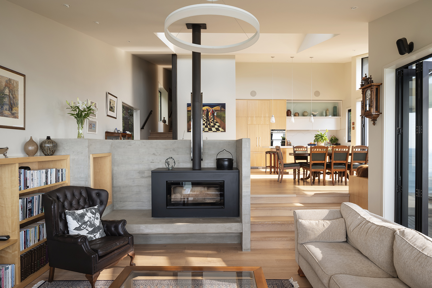 Bandsawn European oak perfectly matches the sand of Waiheke’s Sandy Bay. Photo / Sam Hartnett