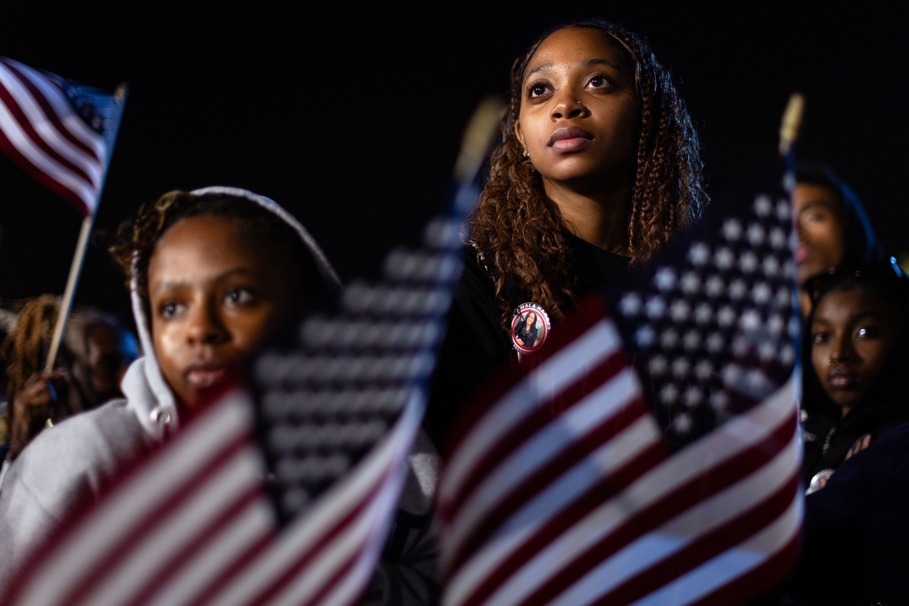 Supporters at Harris’s election-night party at Howard University. Ultimately, the vice president did not appear. Photo / Maansi Srivastava, The New York Times