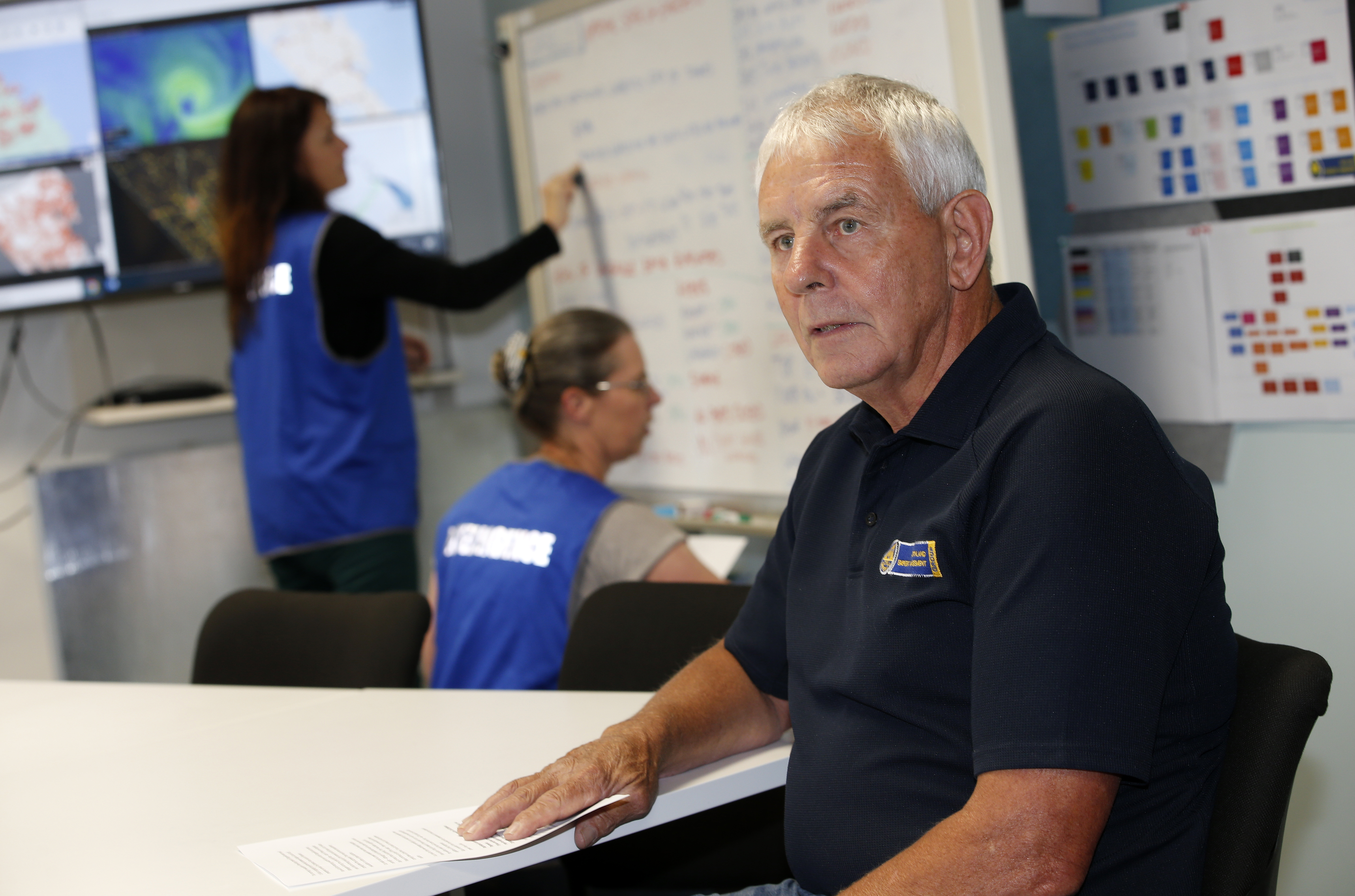 Northland Civil Defence Emergency Management Group controller Graeme MacDonald, pictured in the North's newly activated Cyclone Gabrielle regional emergency co-ordination centre. Photo / Michael Cunningham