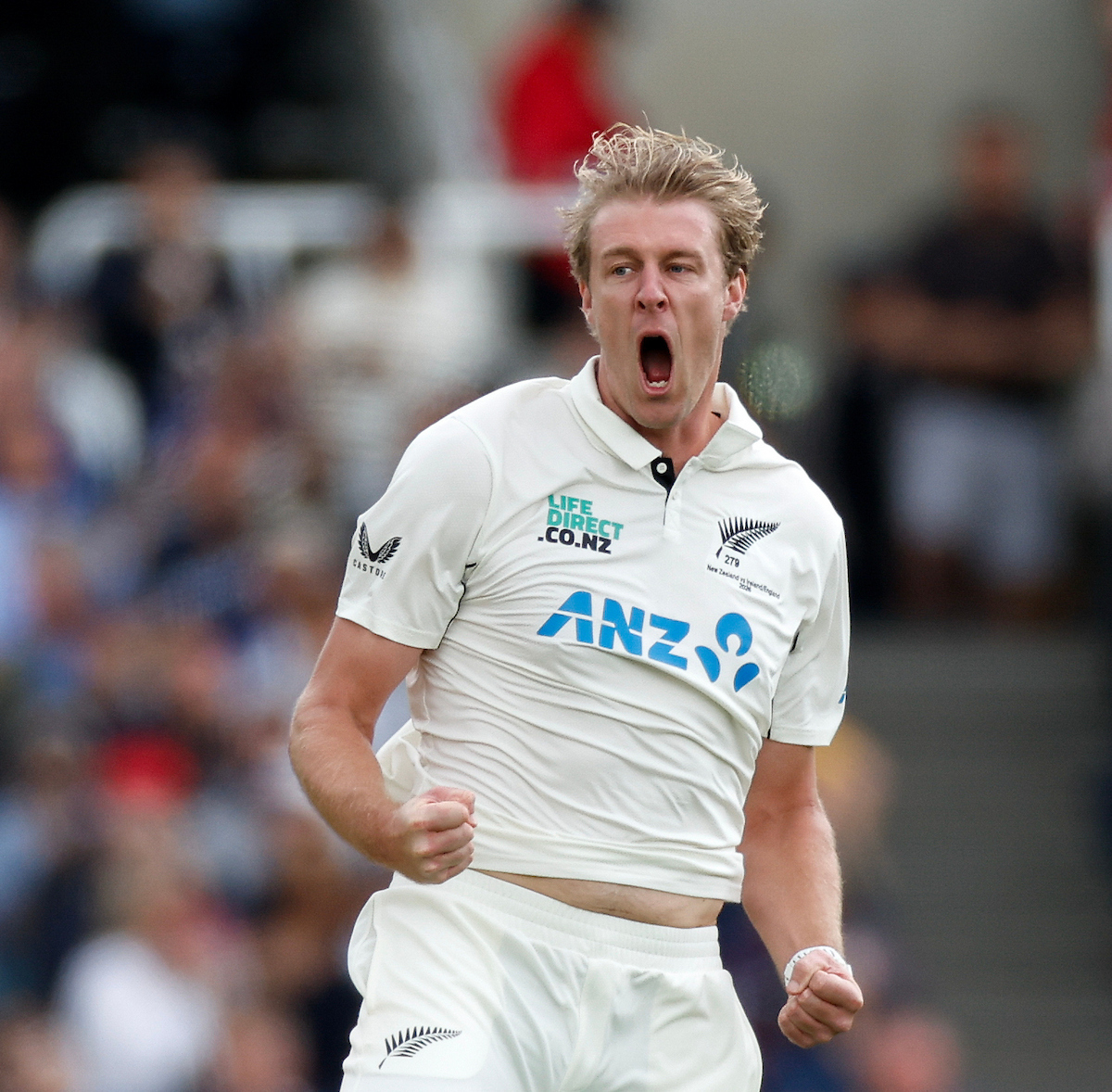 Kyle Jamieson celebrates the wicket of Jamie Smith on day one of the first test between the Black Caps and England at Lord's. Photo / Photosport