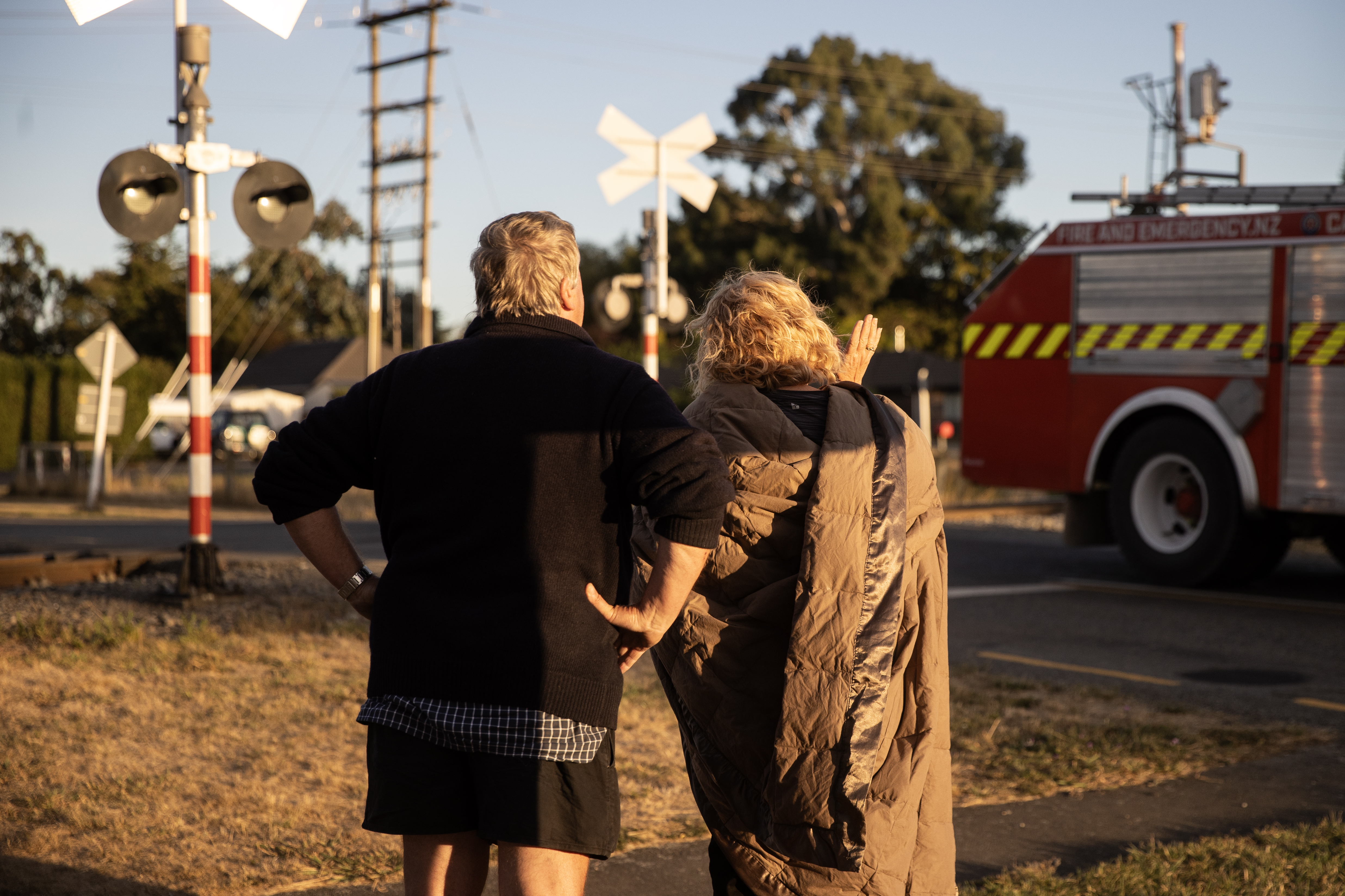 Evacuated residents Sally and Philip Thompson. Photo / George Heard