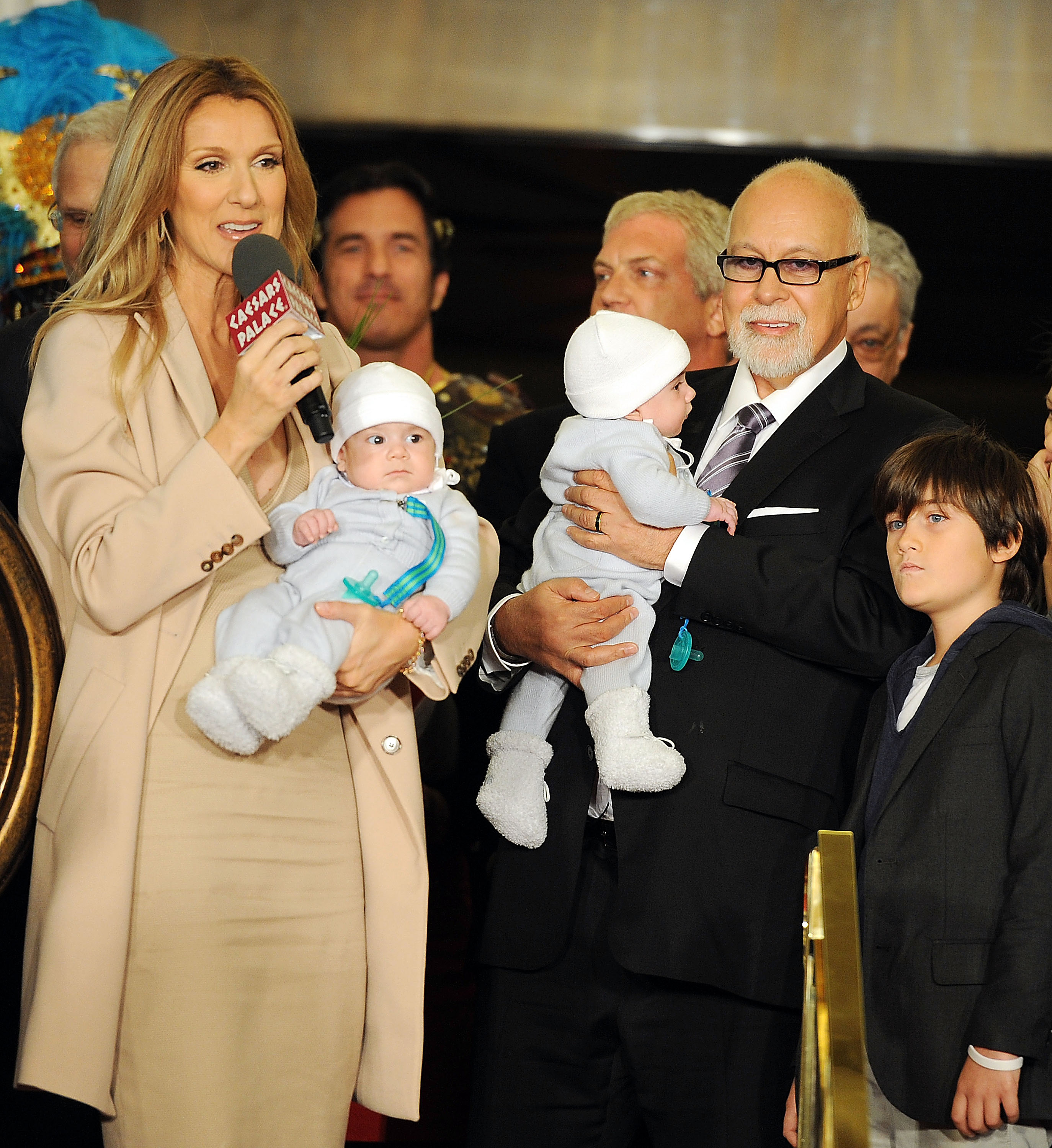 Celine Dion and Rene Angelil with their children in 2011. Photo / Getty