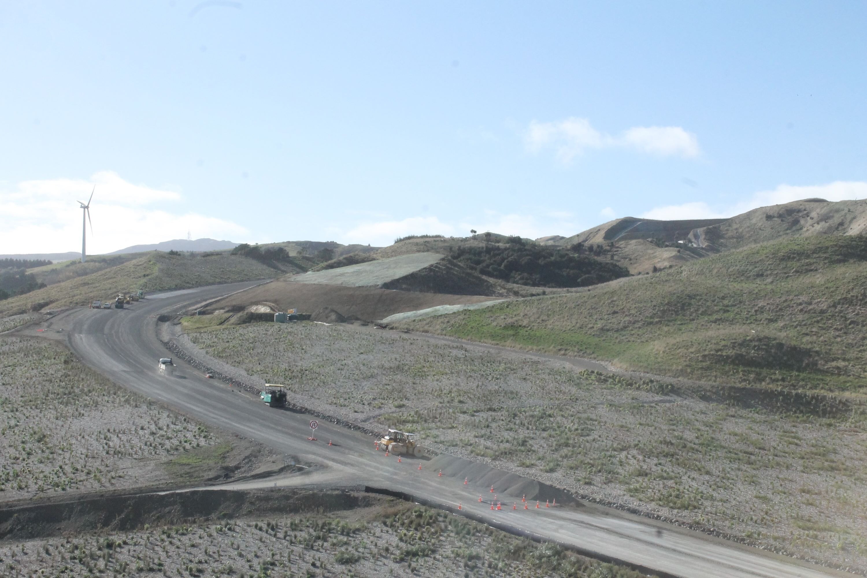 Asphalting trials are under way in a small area.