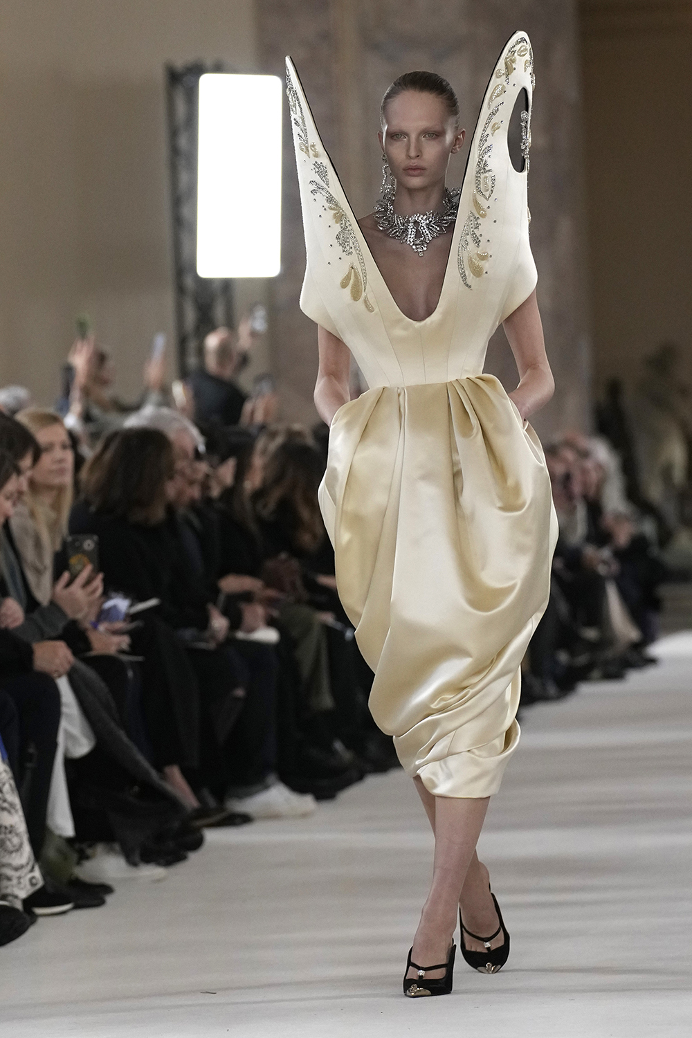 A strapless gown at Schiaparelli's haute couture spring/summer 2024 collection. Photo / AP