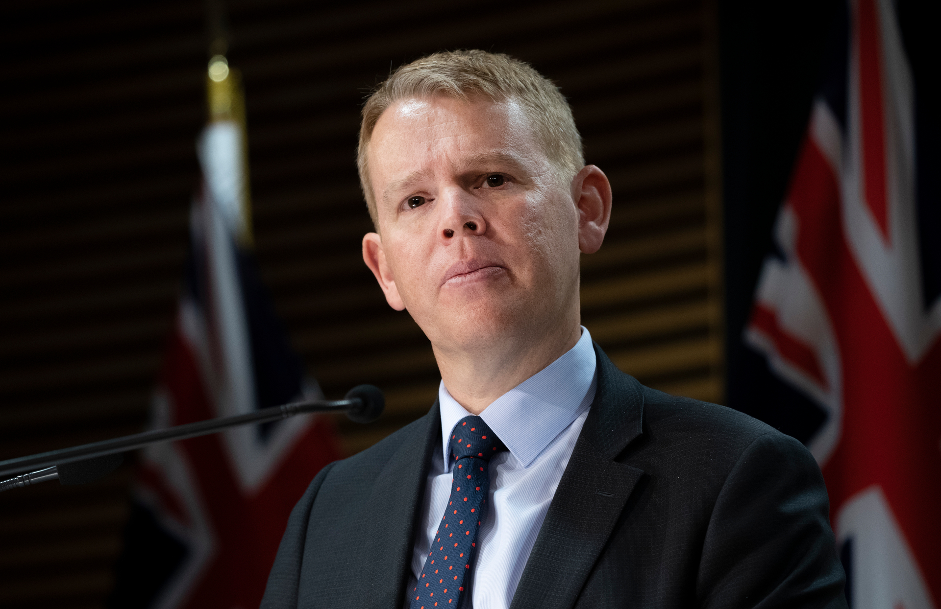 Covid-19 Response Minister Chris Hipkins during the Covid response update with director general of health Dr Ashley Bloomfield. Photo / NZH