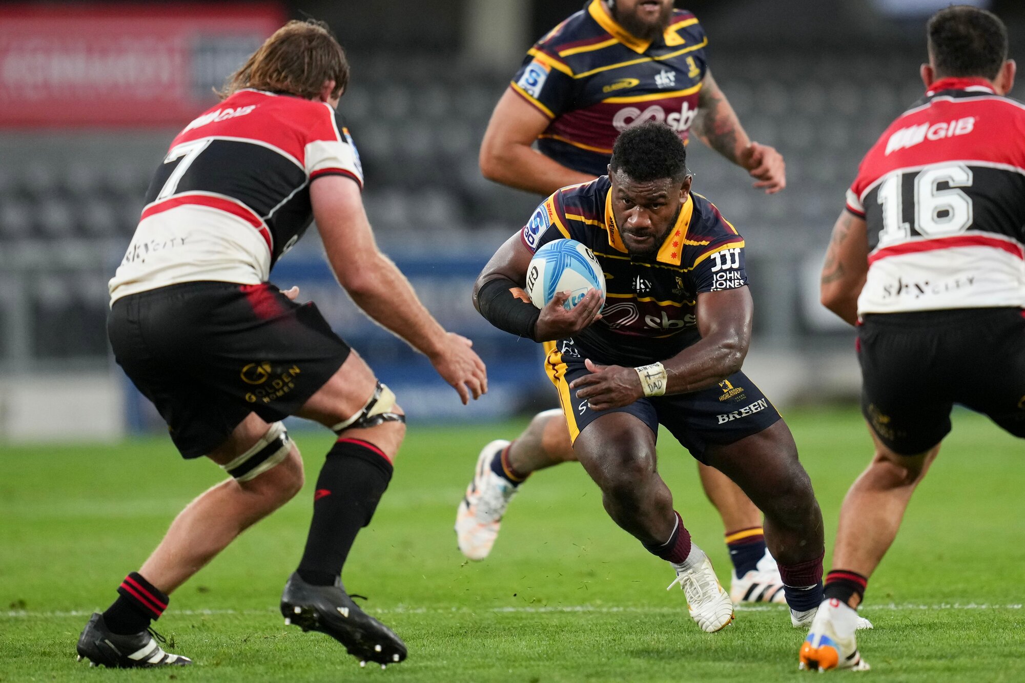 Highlanders star Timoci Tavatavanawai, pictured here in action against the Crusaders in February, was key for his side in the weekend's win over the Waratahs. Photo / Photosport