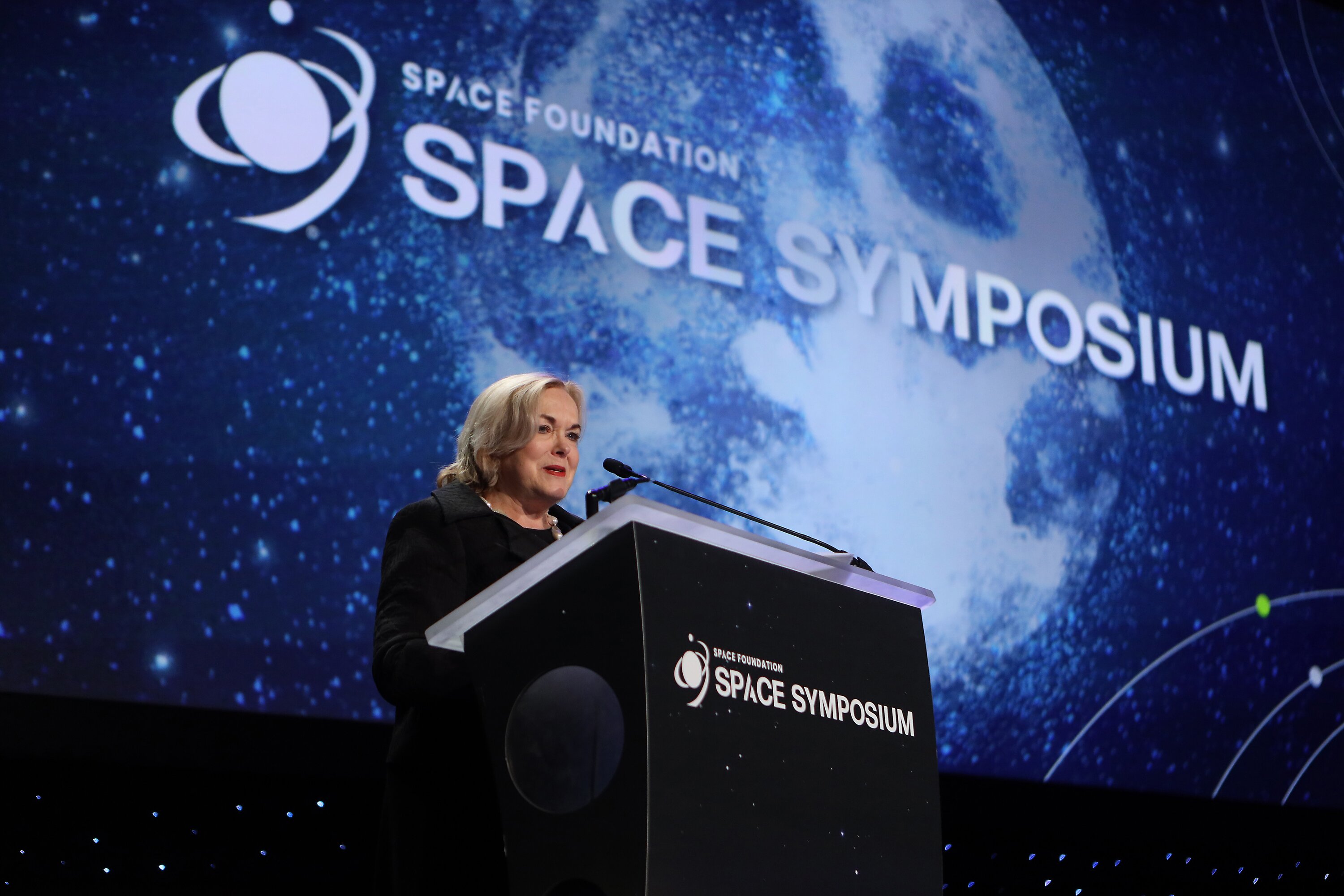 Judith Collins, Minister for Space, in the United States' Space Symposium. Photo / Space Foundation