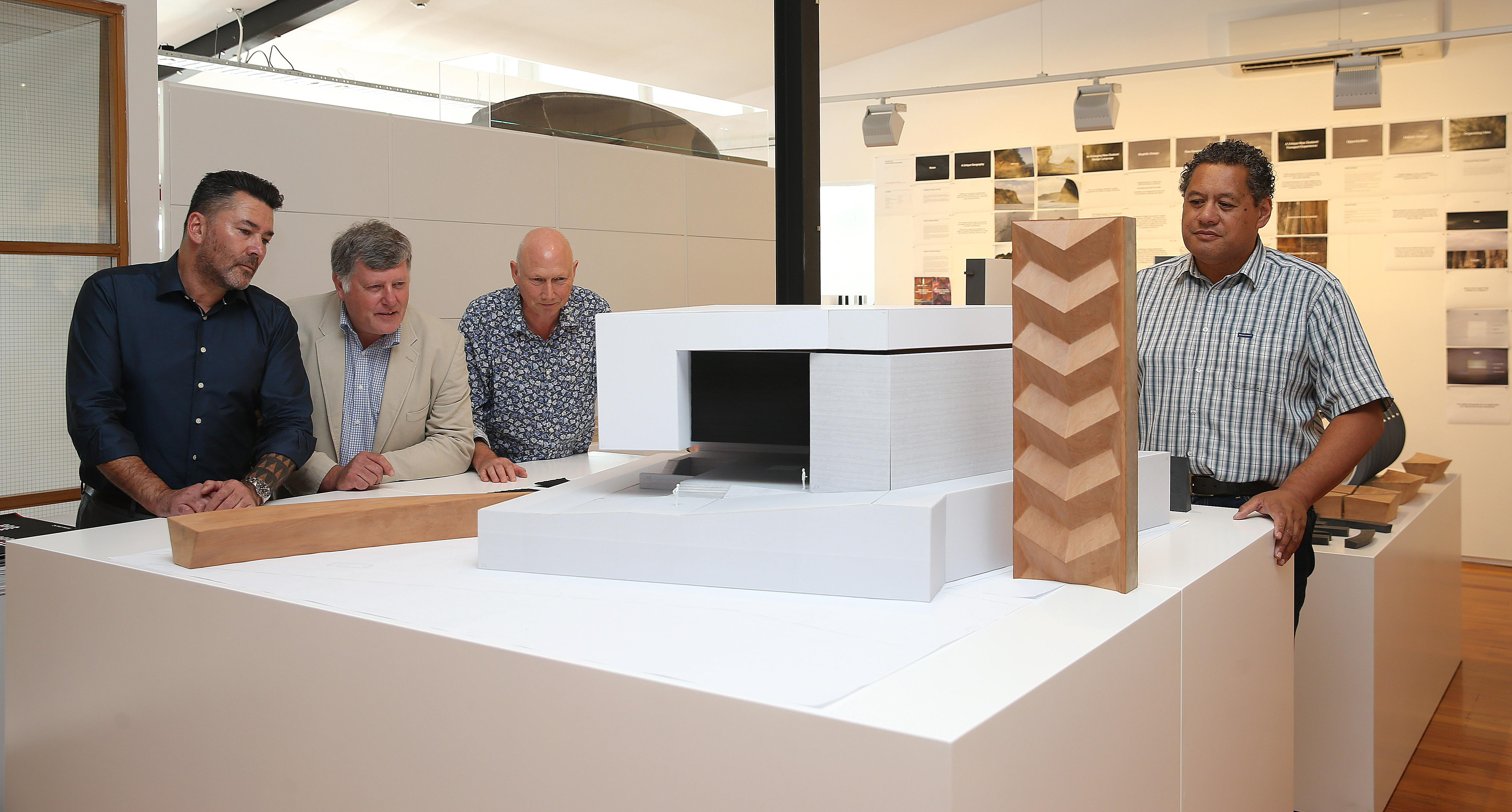 From left: Adrian Petit, John Fellows, Ewan McLean and Hero Potini at the ALT Group design studio. Photo / Doug Sherring