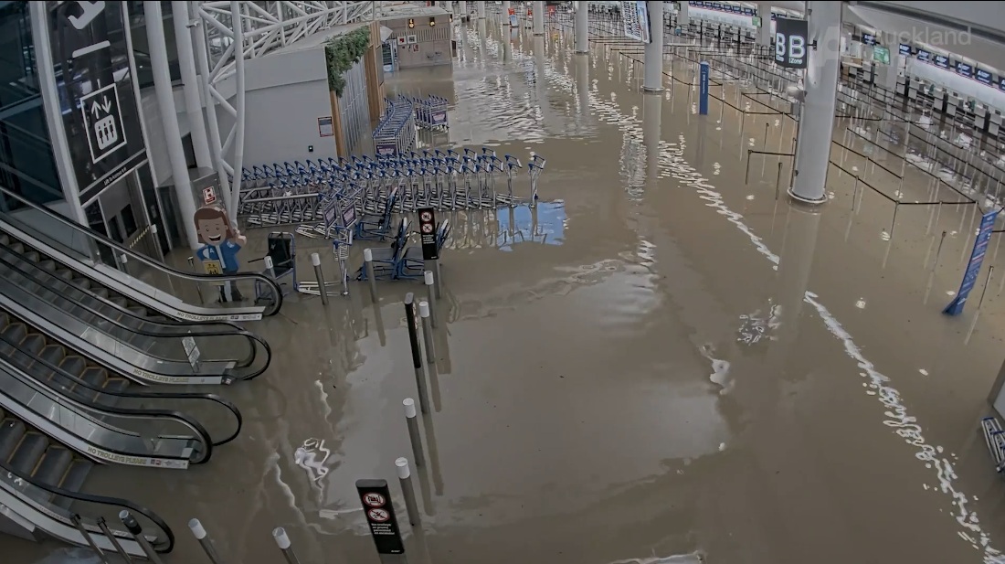 Damage in early 2023 inside the airport.