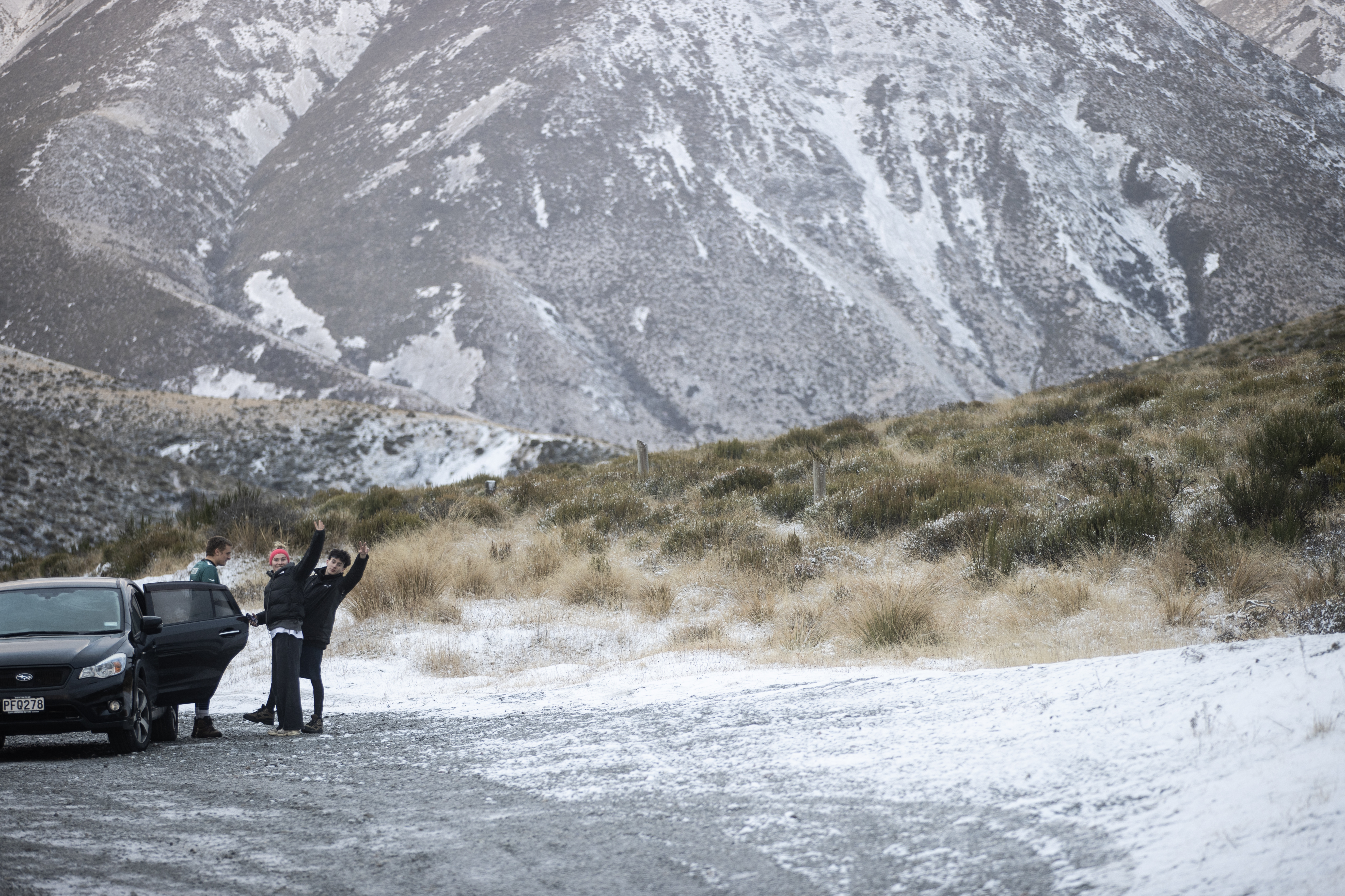 Snow in Porters Pass today. Photo / George Heard