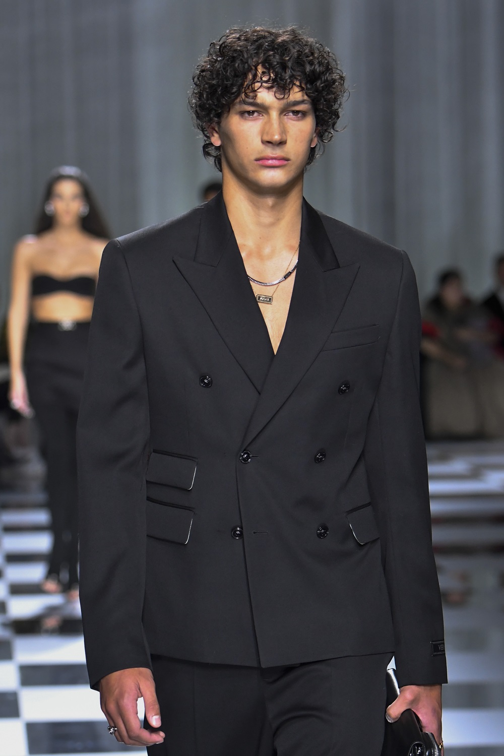 Noah Tumataroa walks the runway during the Versace spring/summer 2024 in September. Photo / Getty Images