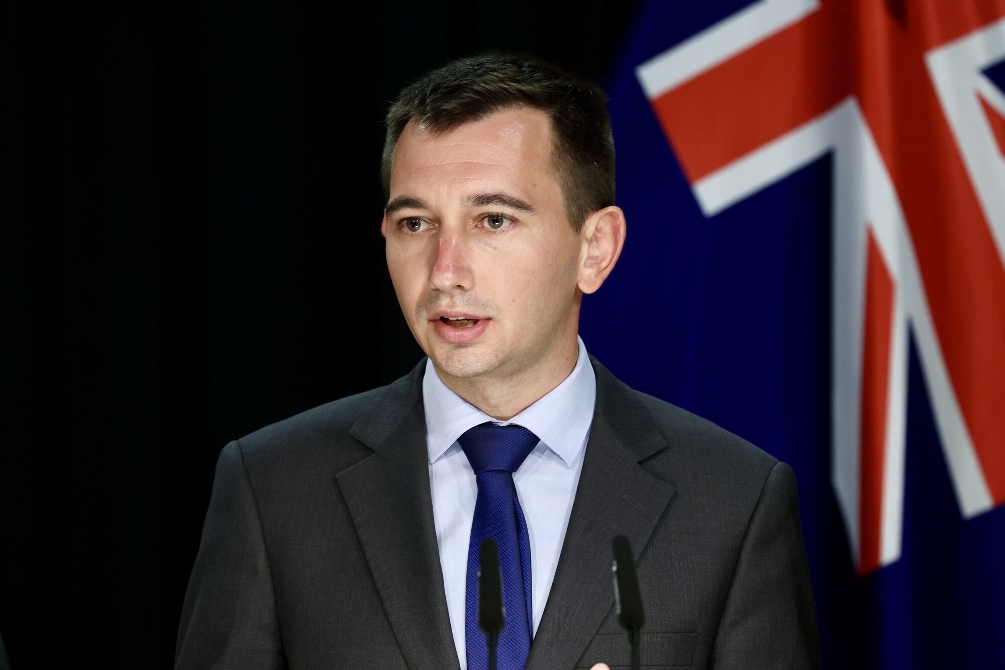 Health Minister Simeon Brown has announced work is once again under way on the new Dunedin Hospital’s inpatient building. Photo / Mark Mitchell