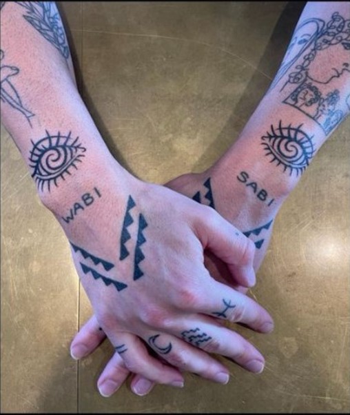 The hands of Green MP Benjamin Doyle including the spiral tattoos on their arms.