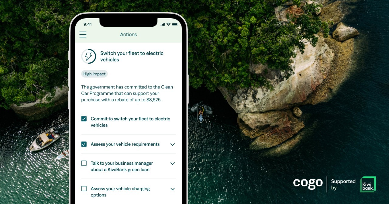 Screenshot of Cogo carbon emissions tracking app. Photo / supplied by Kiwibank and Cogo