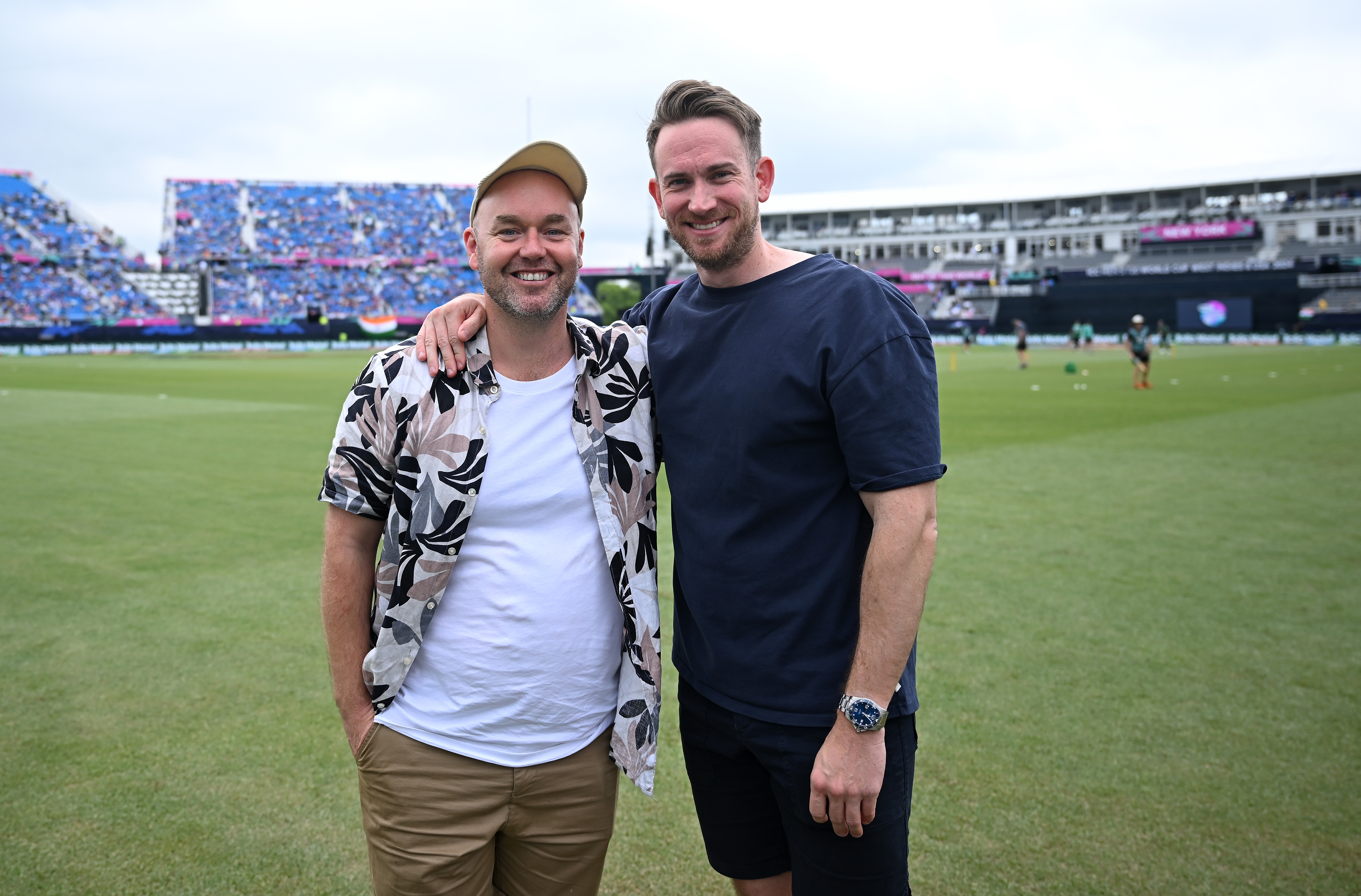 The Grade Cricketer: Sam Perry (L) and Ian Higgins (R) travelled to this year's T20 World Cup in the USA. Photo / Getty Images