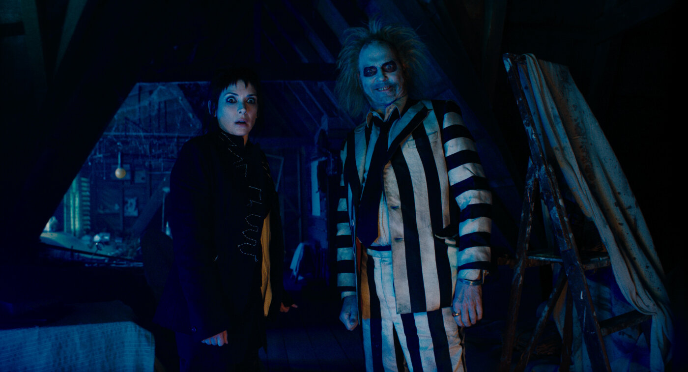 Lydia Deetz and Beetlejuice (Winona Ryder and Michael Keaton) are at the heart of the Beetlejuice Beetlejuice.
