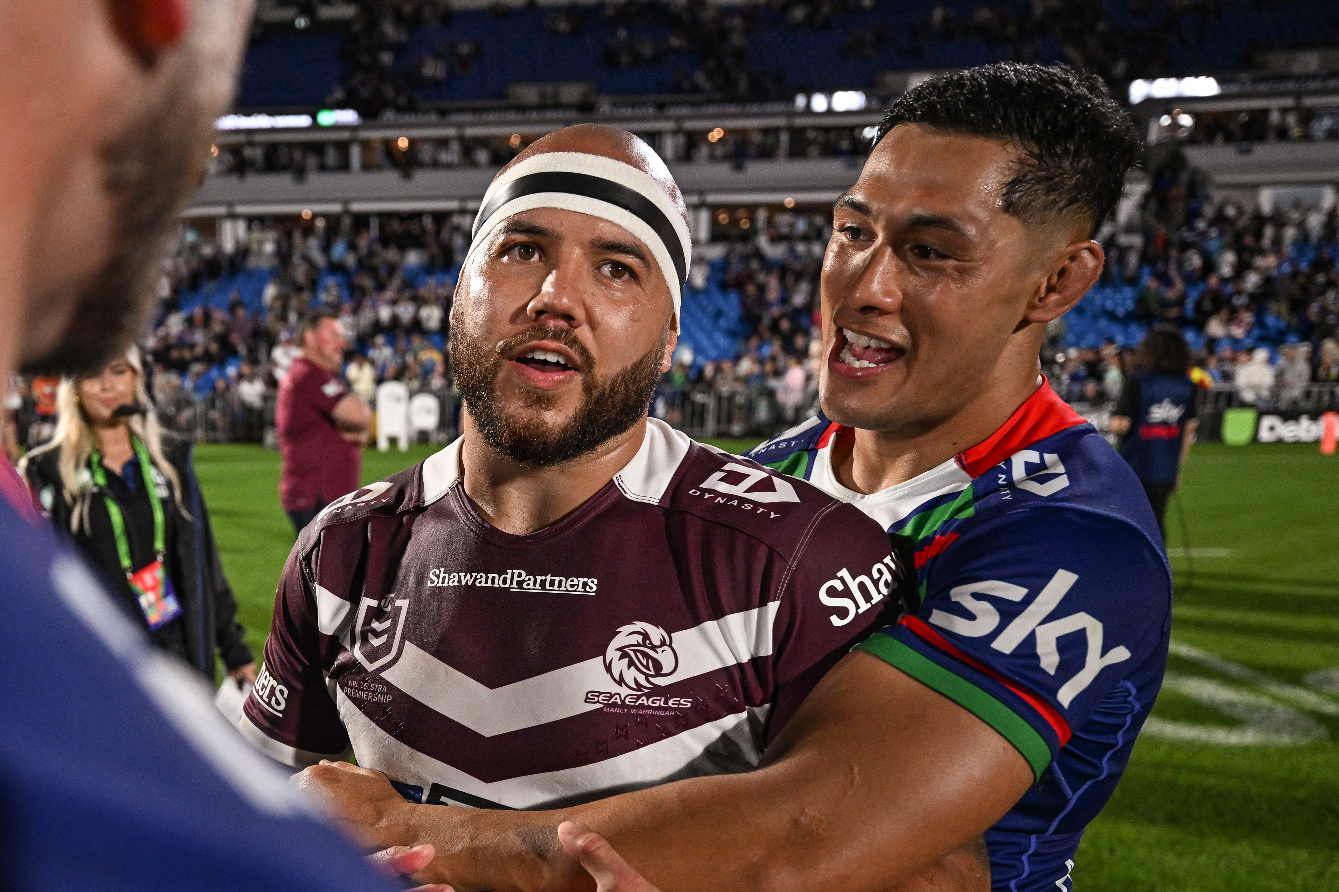 Jazz Tevaga (left) and Roger Tuivasa-Sheck will link up with Wakefield. Photo / Photosport