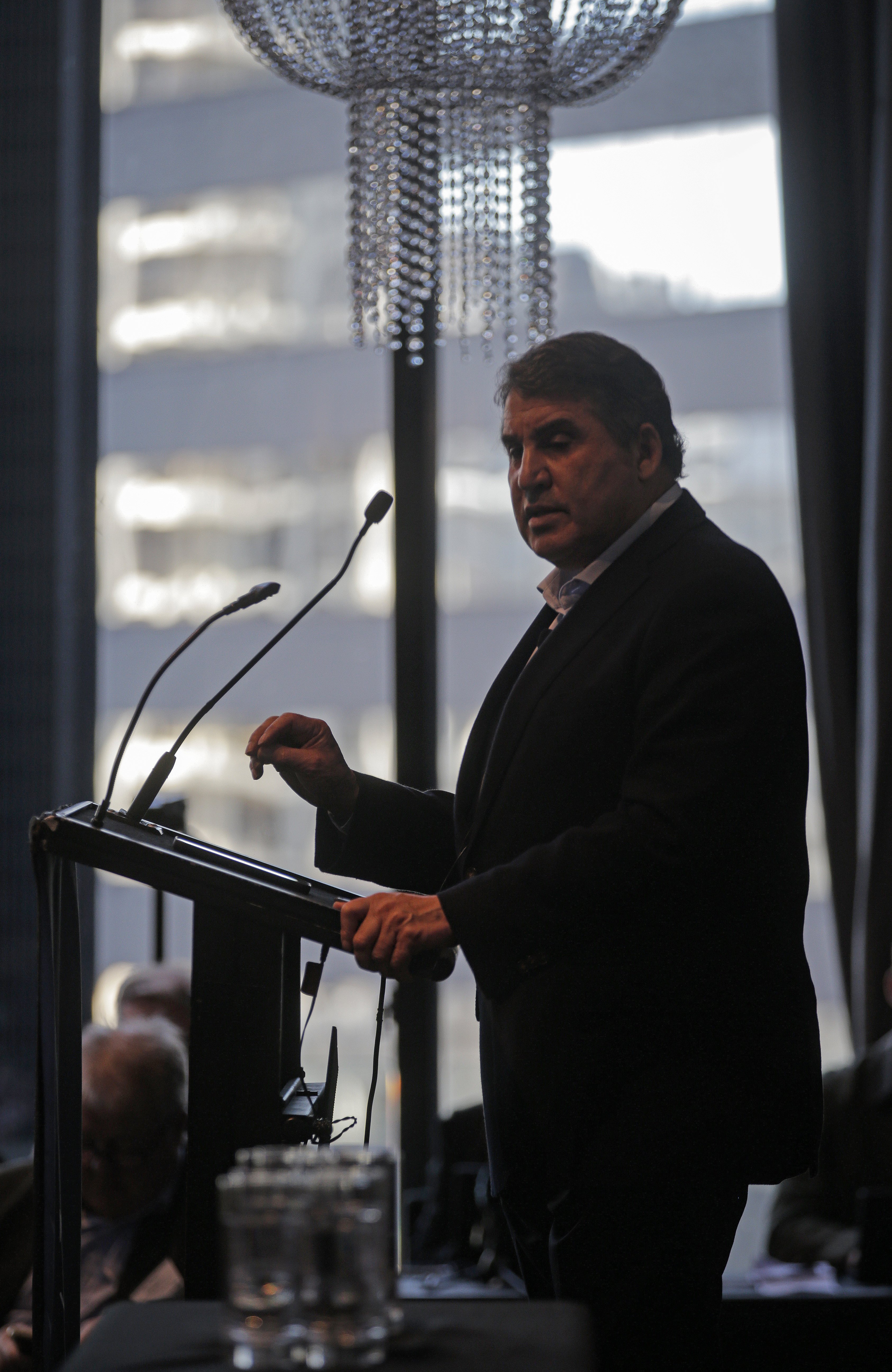 Health NZ commissioner Dr Lester Levy delivers a keynote speech to the nib Health Innovators’ Summit, held at the Northern Club in downtown Auckland. Photo / Alex Burton