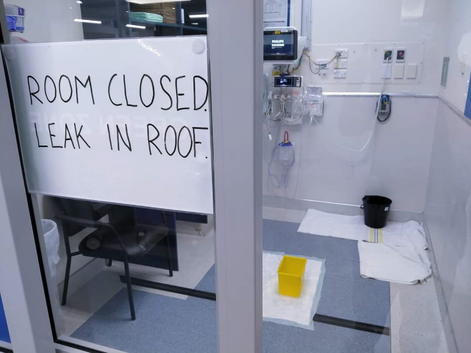 Three rooms in Whangarei hospital's emergency department have had to be closed due to a leaky ceiling caused by the storm.