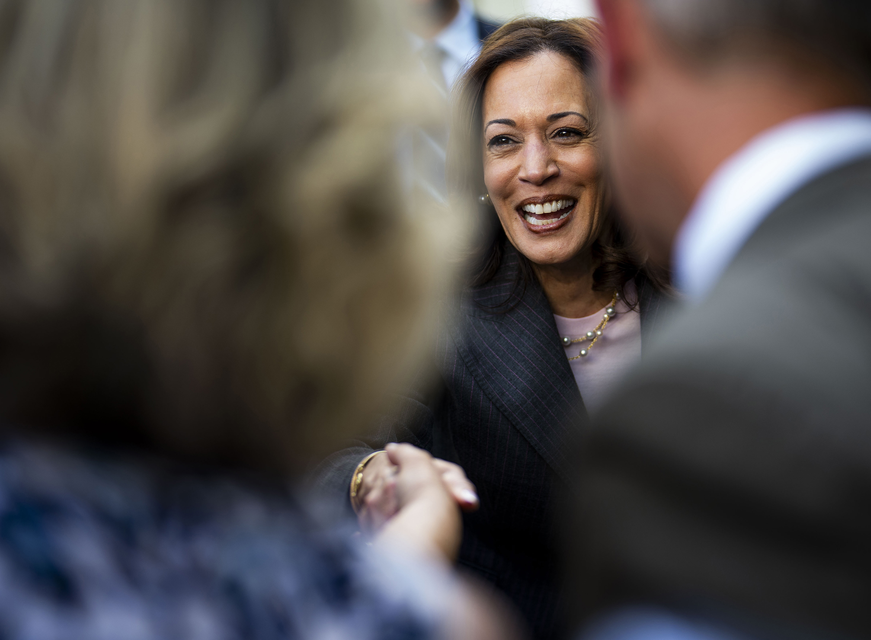 Vice President Kamala Harris greets attendees at a reception celebrating Asian American, Native Hawaiian, and Pacific Islander Heritage Month in the Rose Garden of the White House in May. Photo / Doug Mills, The New York Times
