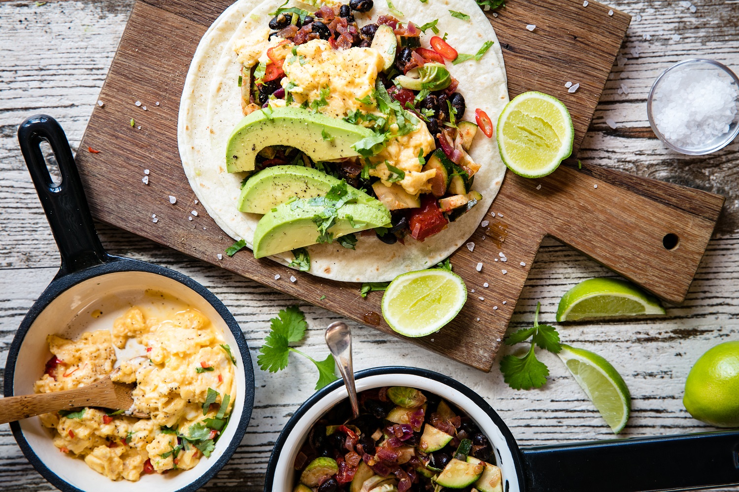 Breakfast tacos with scrambled eggs and avocado. Photo / Babiche Martens