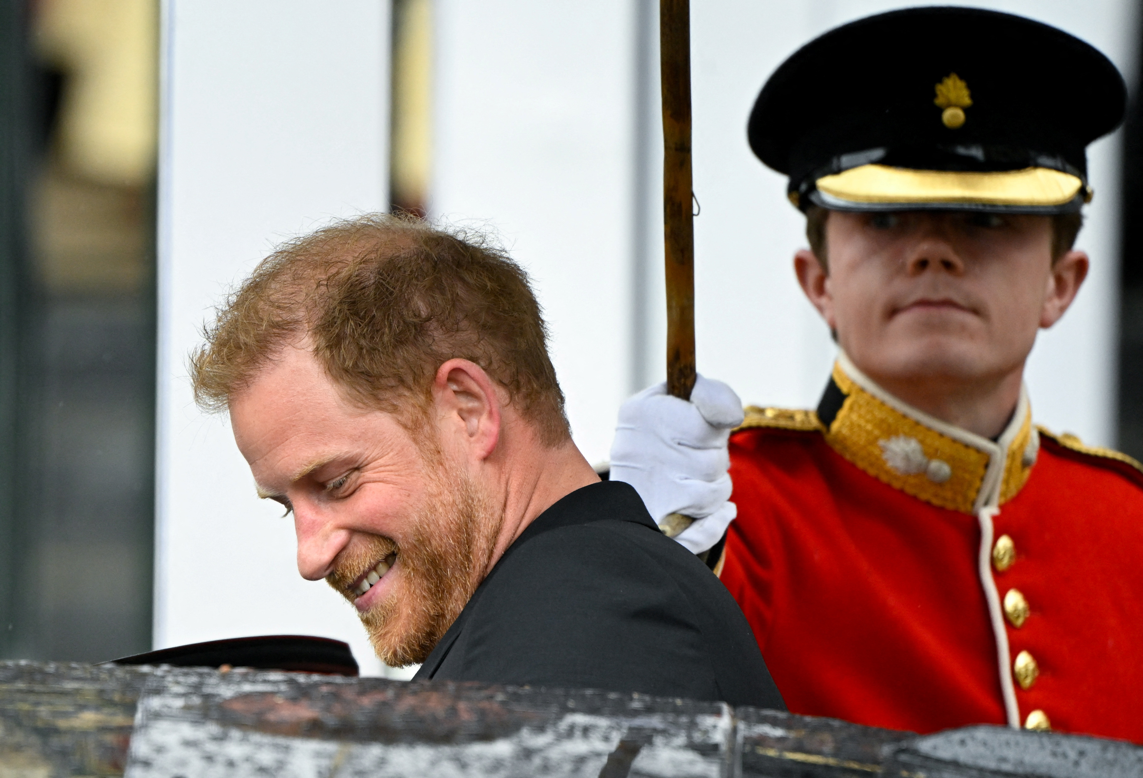 Prince Harry, Duke of Sussex, leaves Westminster Abbey following the coronation ceremony of King Charles III and Queen Camilla. Photo / Getty Images