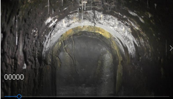 A screen grab from Hydrotech camera footage reveals two soffit failures and a possible concrete repair. Photo / Wellington Water. 